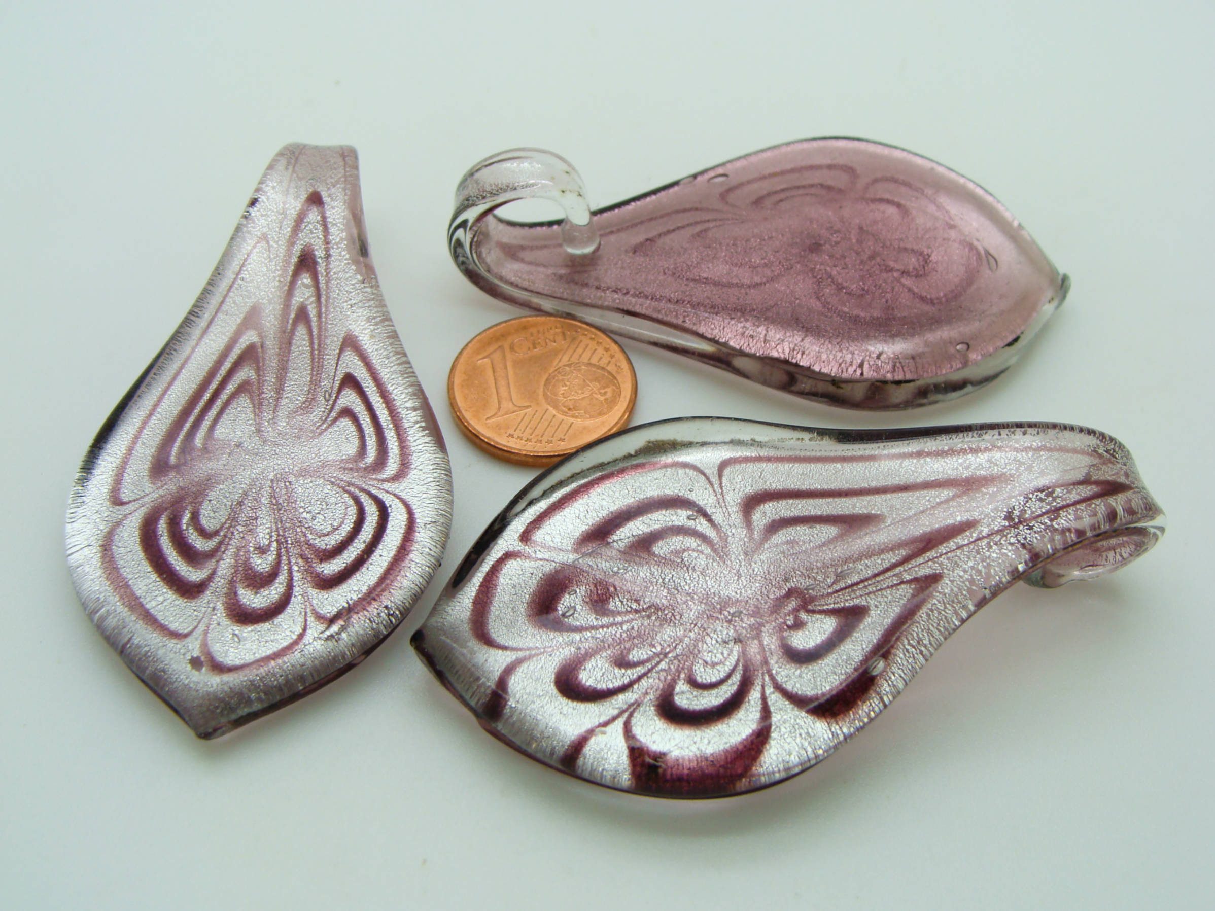 pendentif violet verre Pend-393-4
