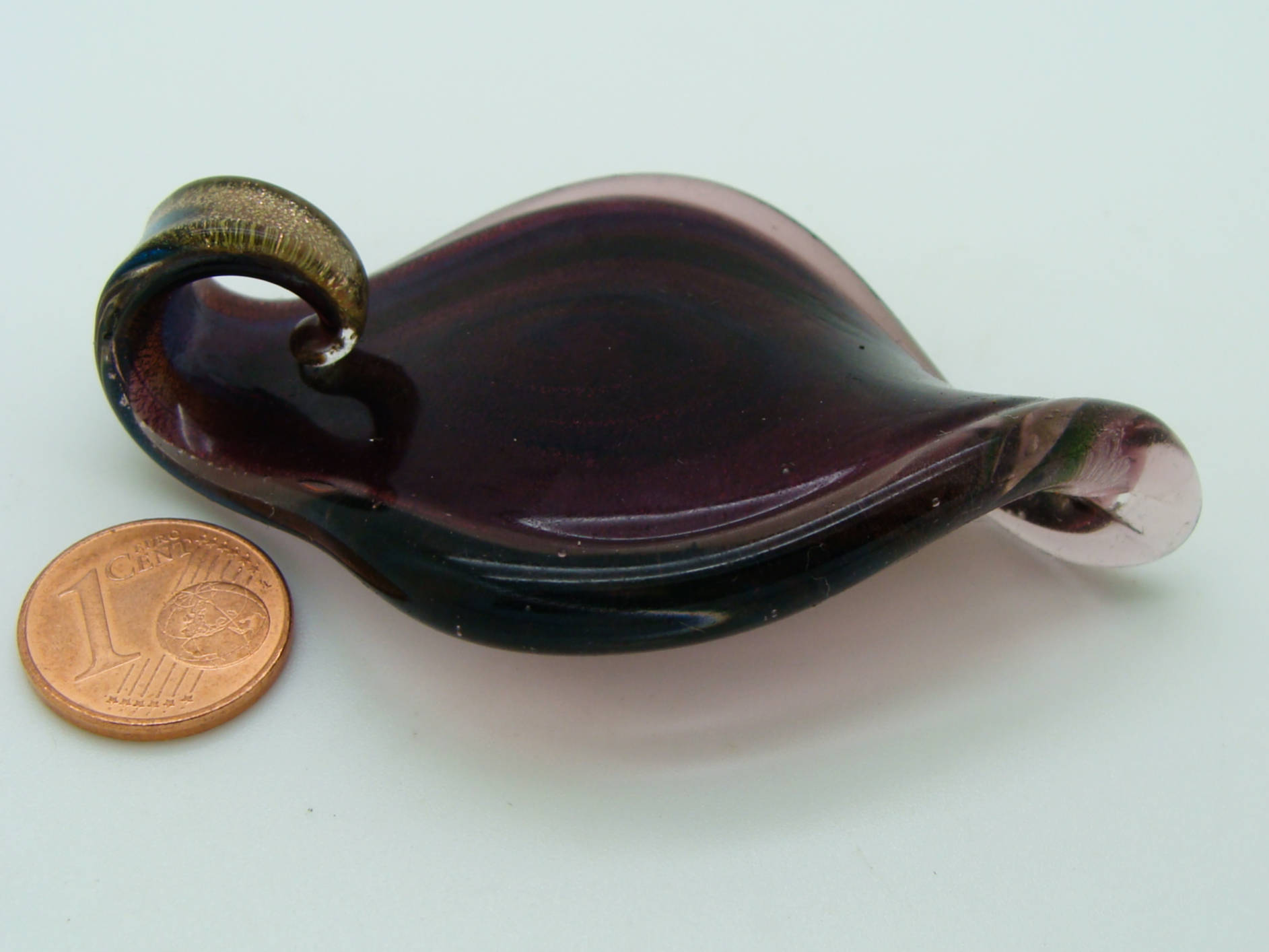 pendentif goutte violet volute bleu verre Pend-396-8