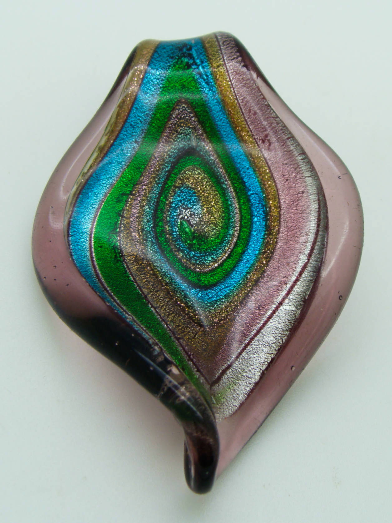 pendentif goutte violet volute bleu lampwork Pend-396-8