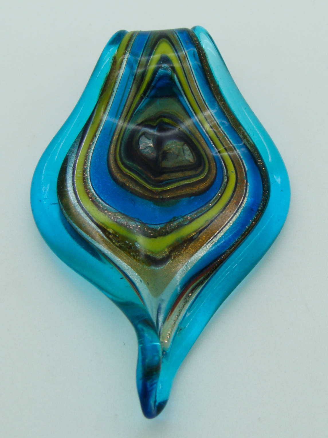 pendentif goutte bleu volute lampwork Pend-396-1