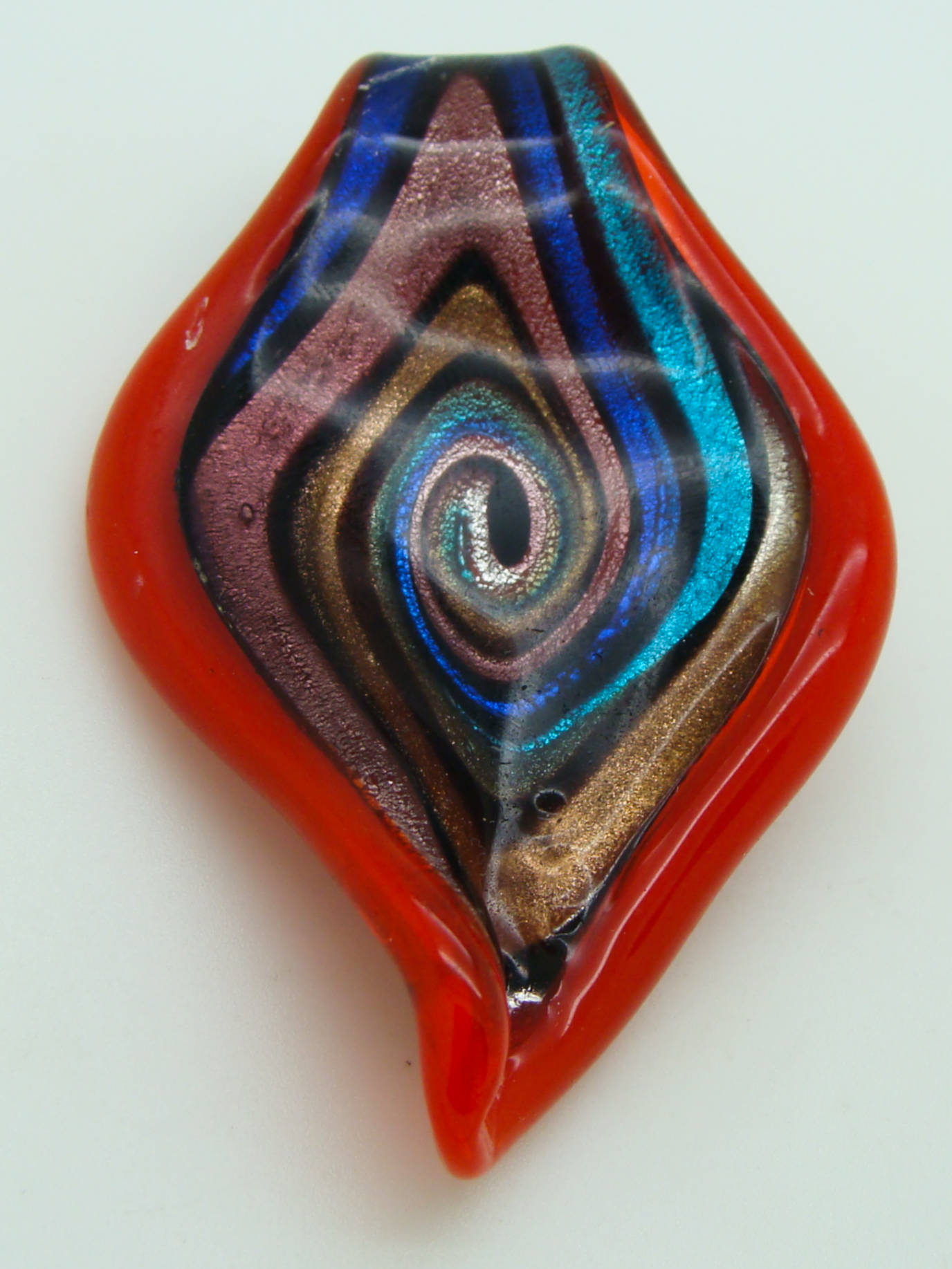 pendentif goutte rouge volute lampwork Pend-396-5