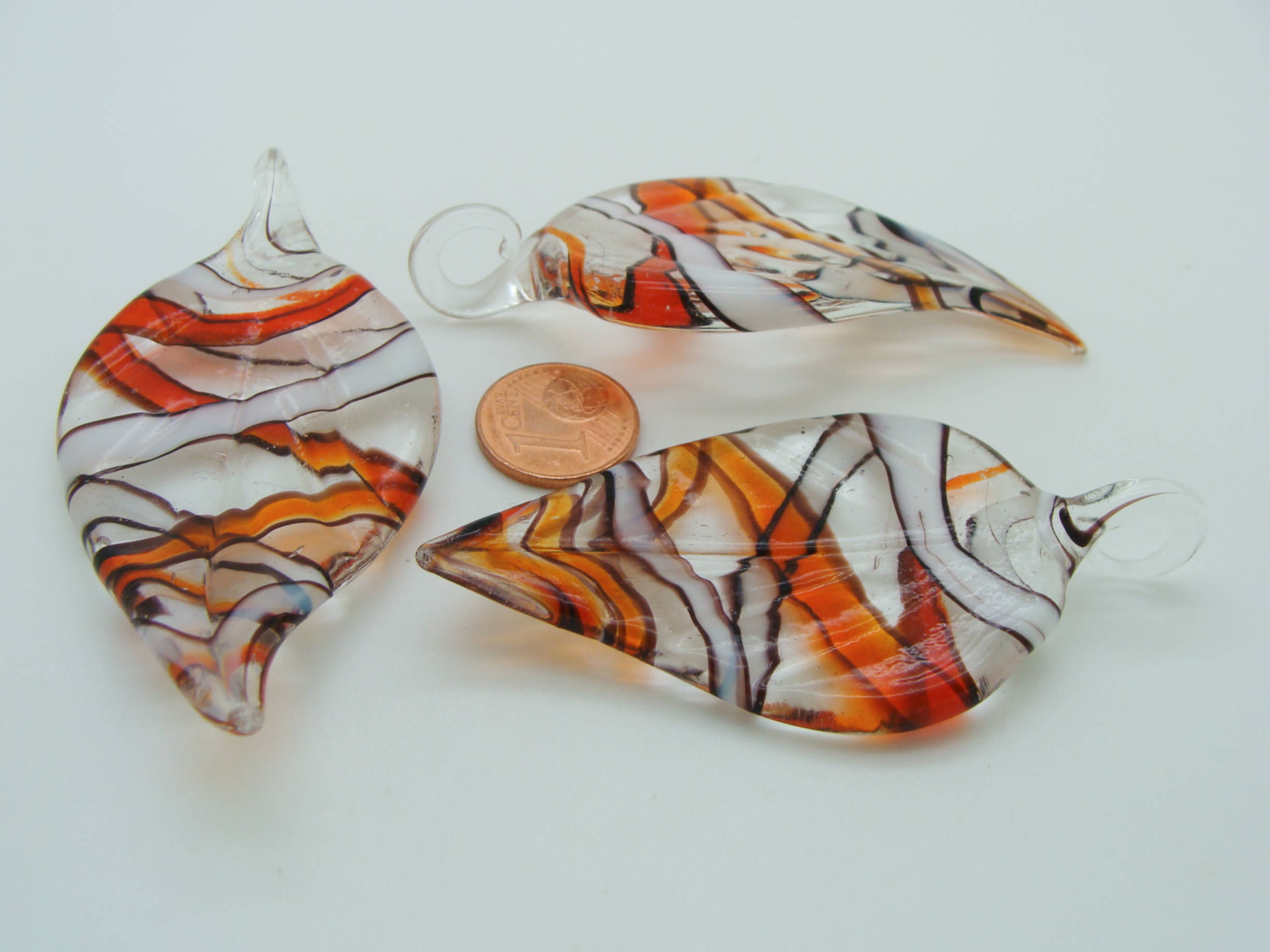 pendentif feuille marron verre Pend-397-3