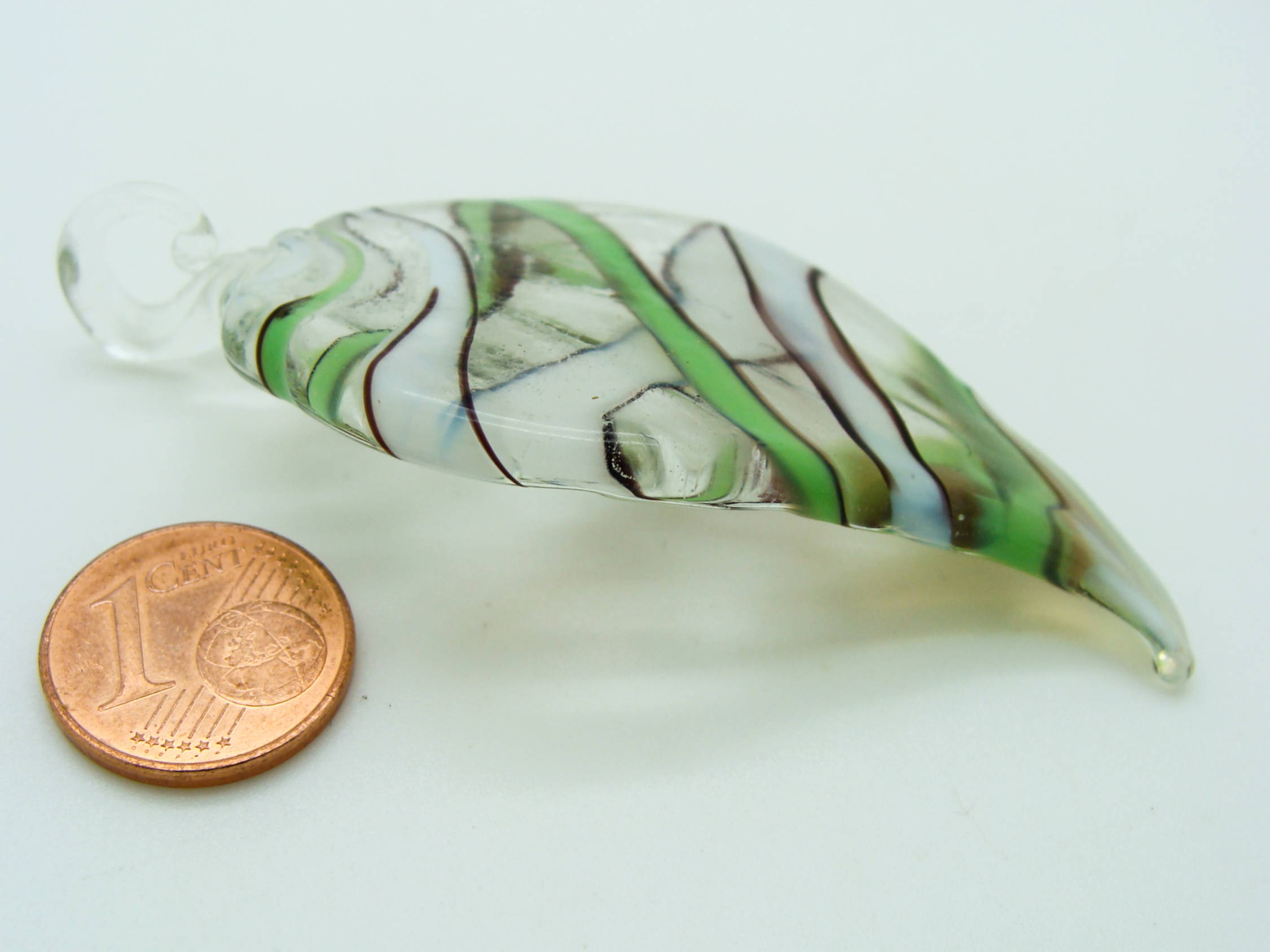 pendentif feuille vert verre Pend-397-5