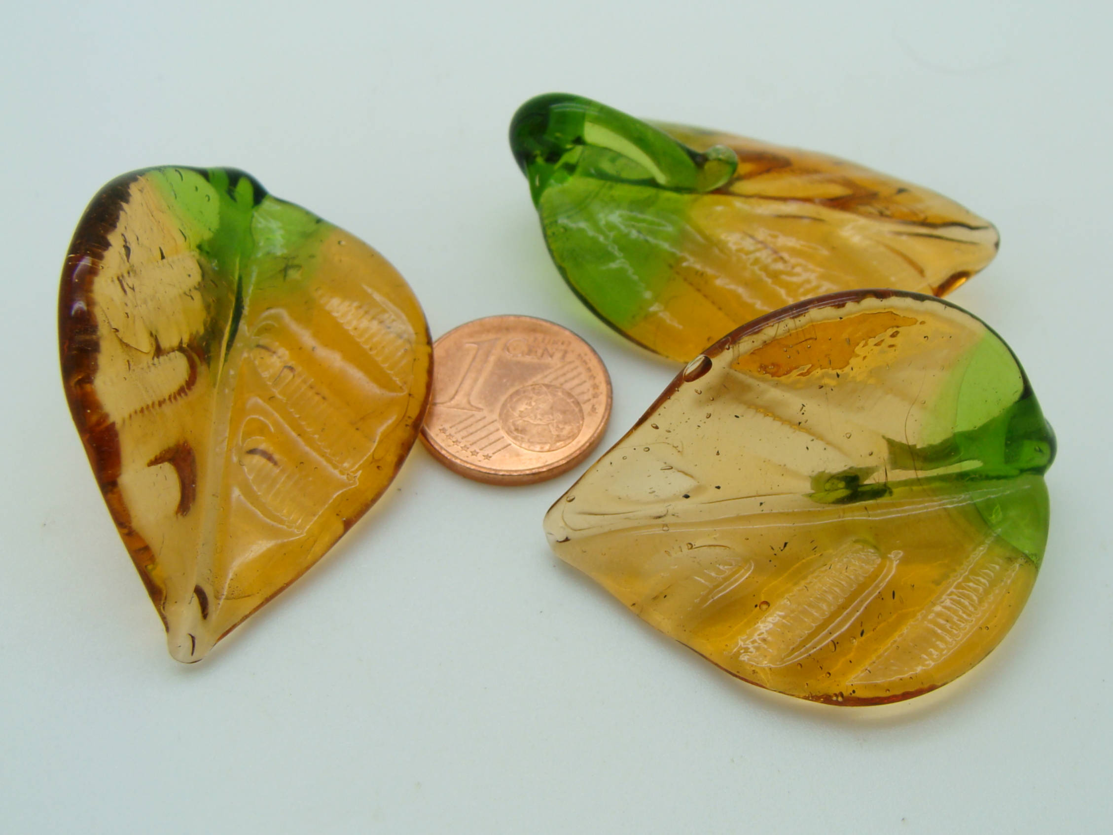 pendentif feuille marron vert verre Pend-398-2