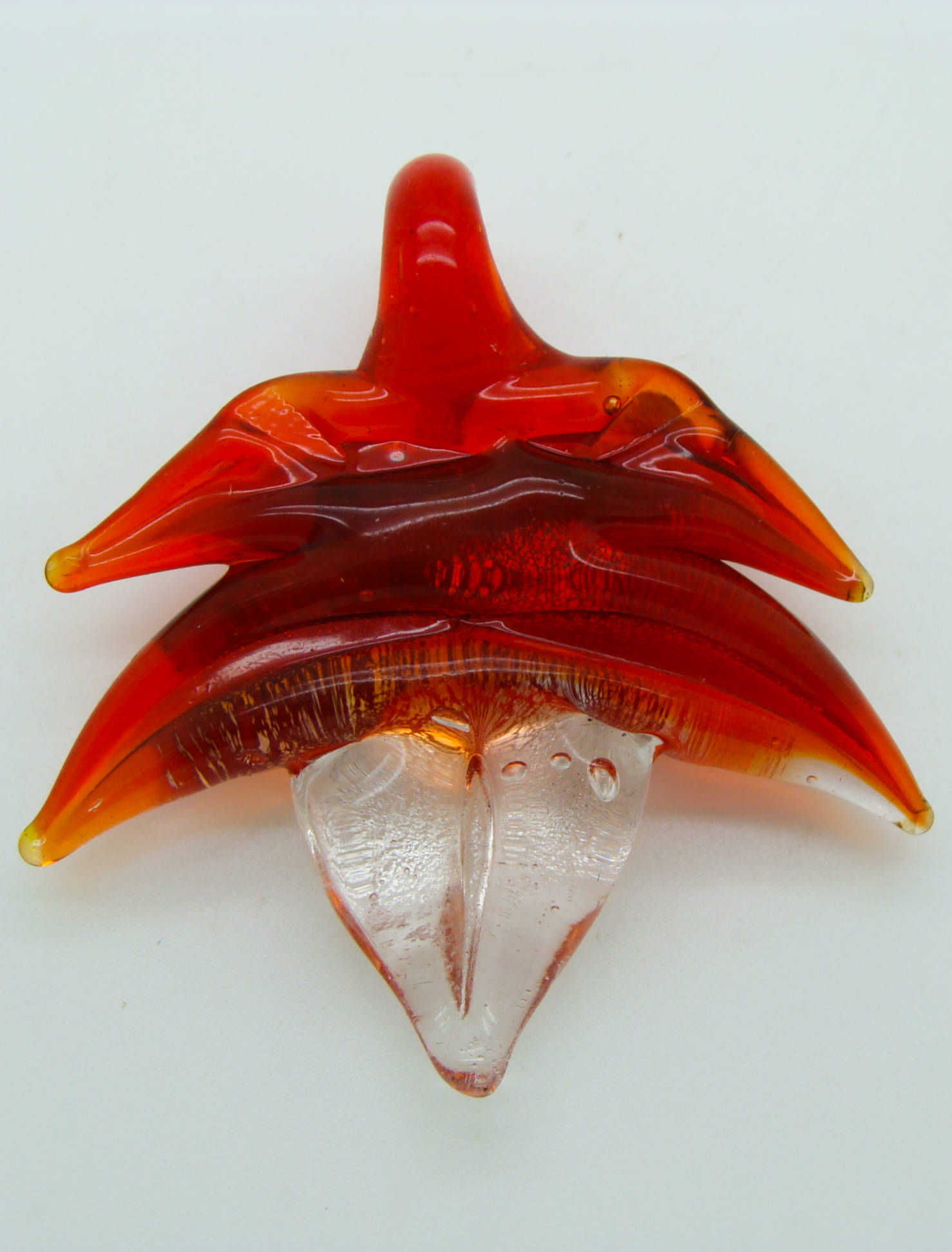 pendentif feuille rouge transparent lampwork Pend-399-3