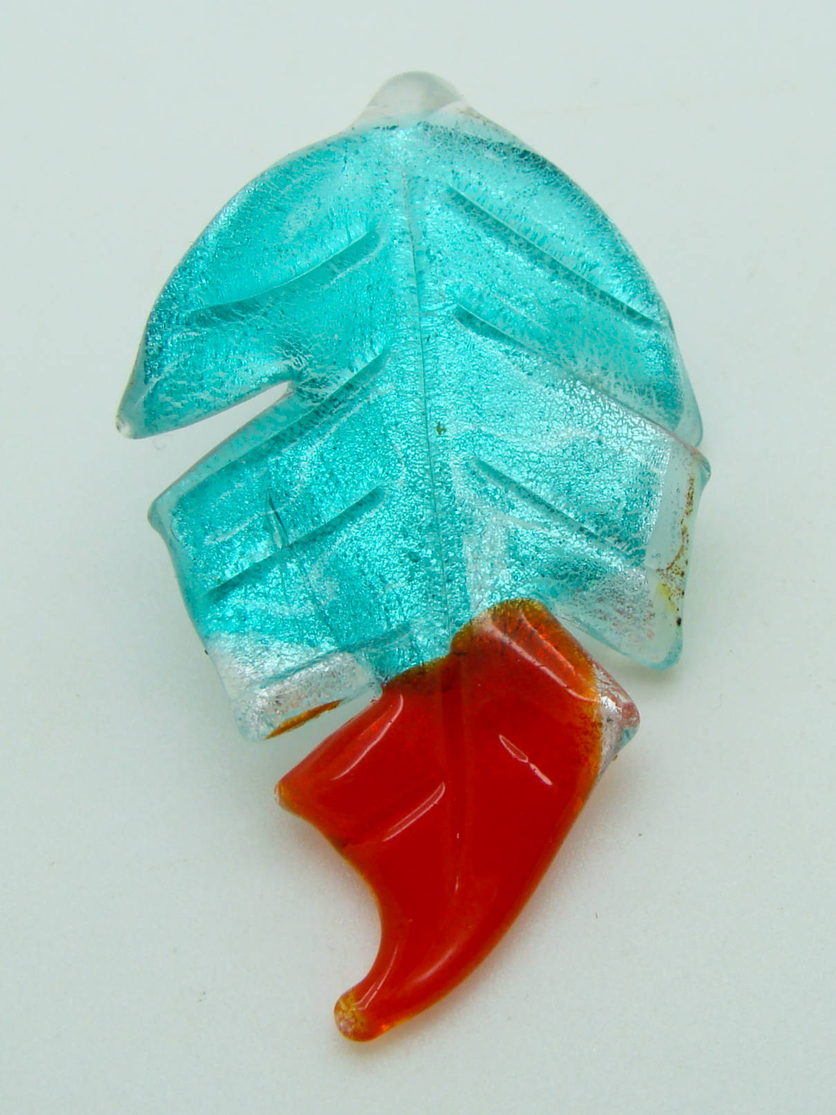 pendentif plume pointe rouge lampwork Pend-400-2