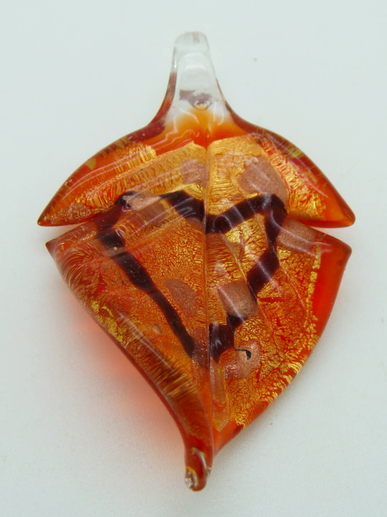 pendentif feuille rouge lampwork Pend-402-2
