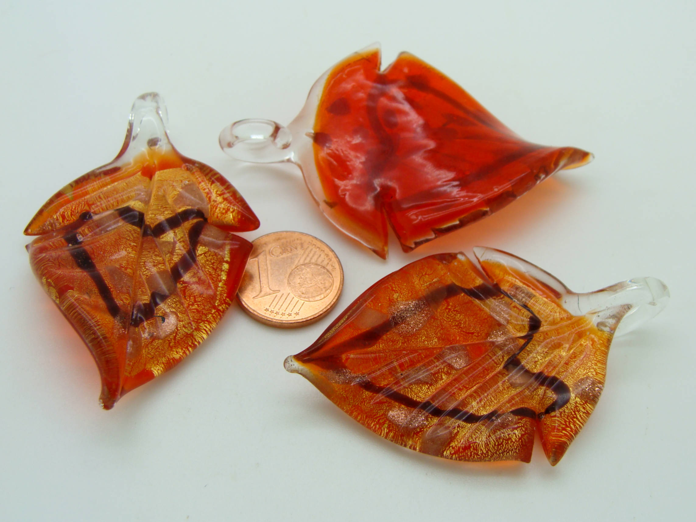 pendentif feuille rouge verre Pend-402-2