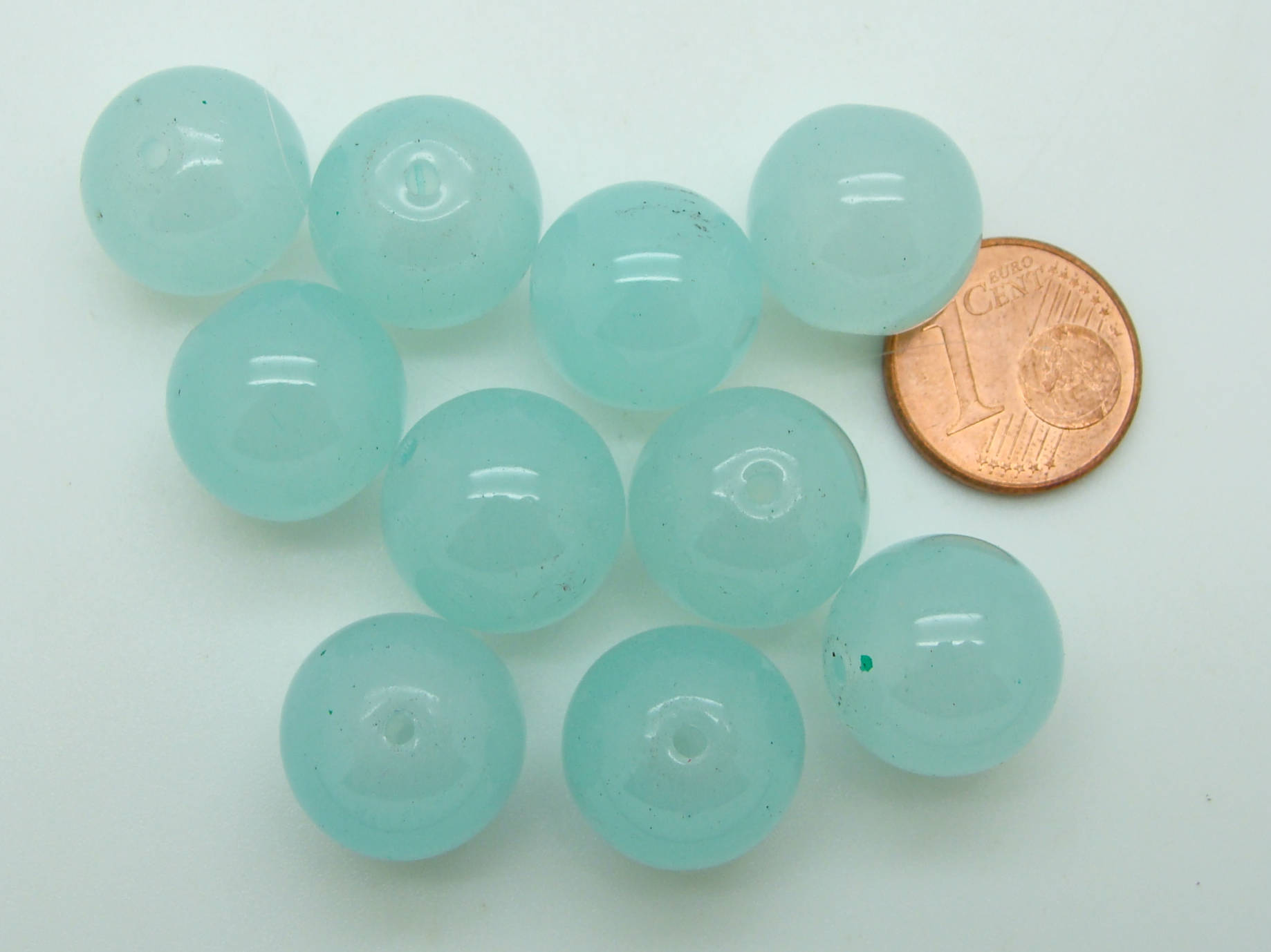 perles verre bleue ronde PV-peint-40
