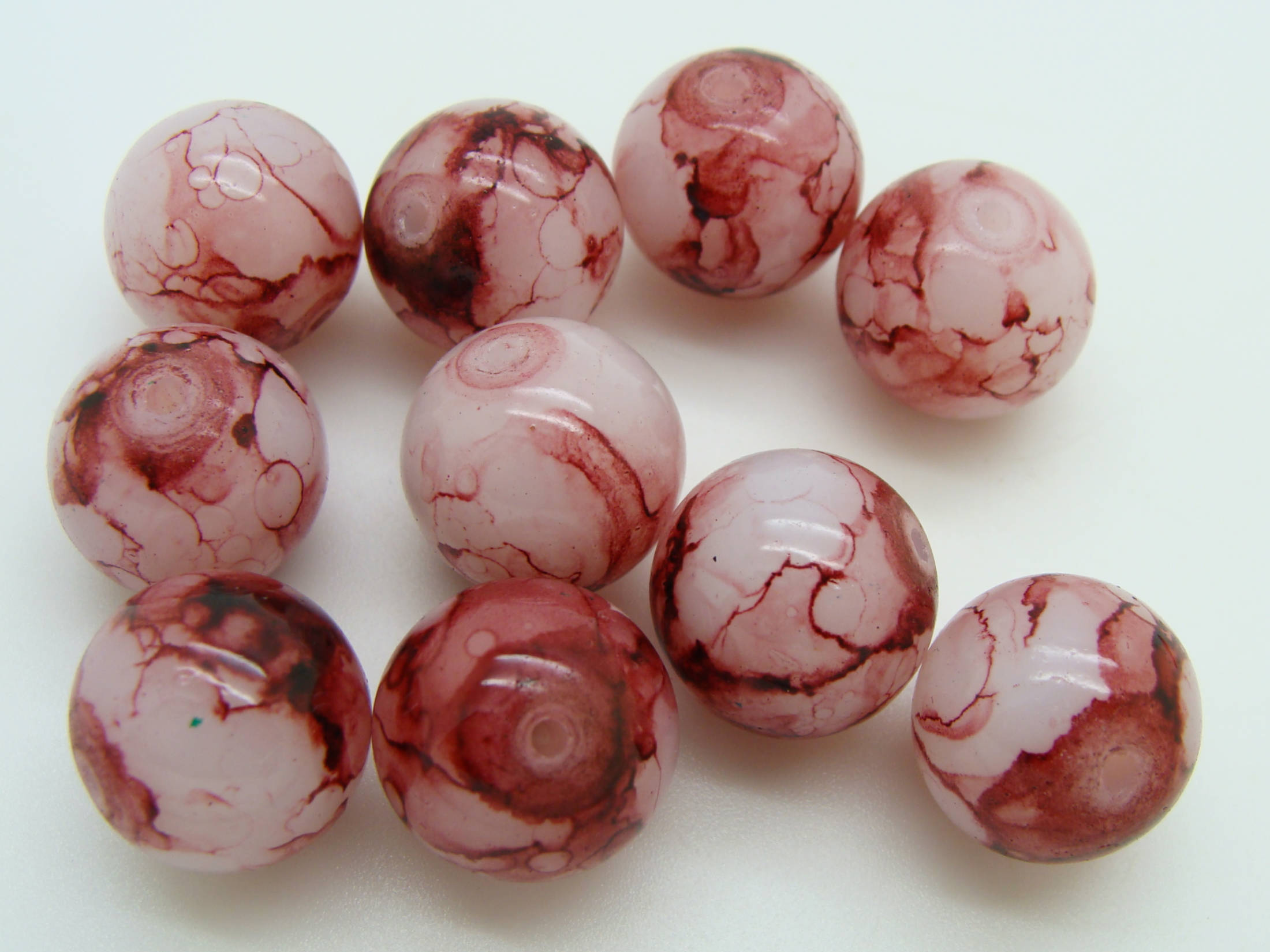 perles verre 14mm marron PV-peint-61