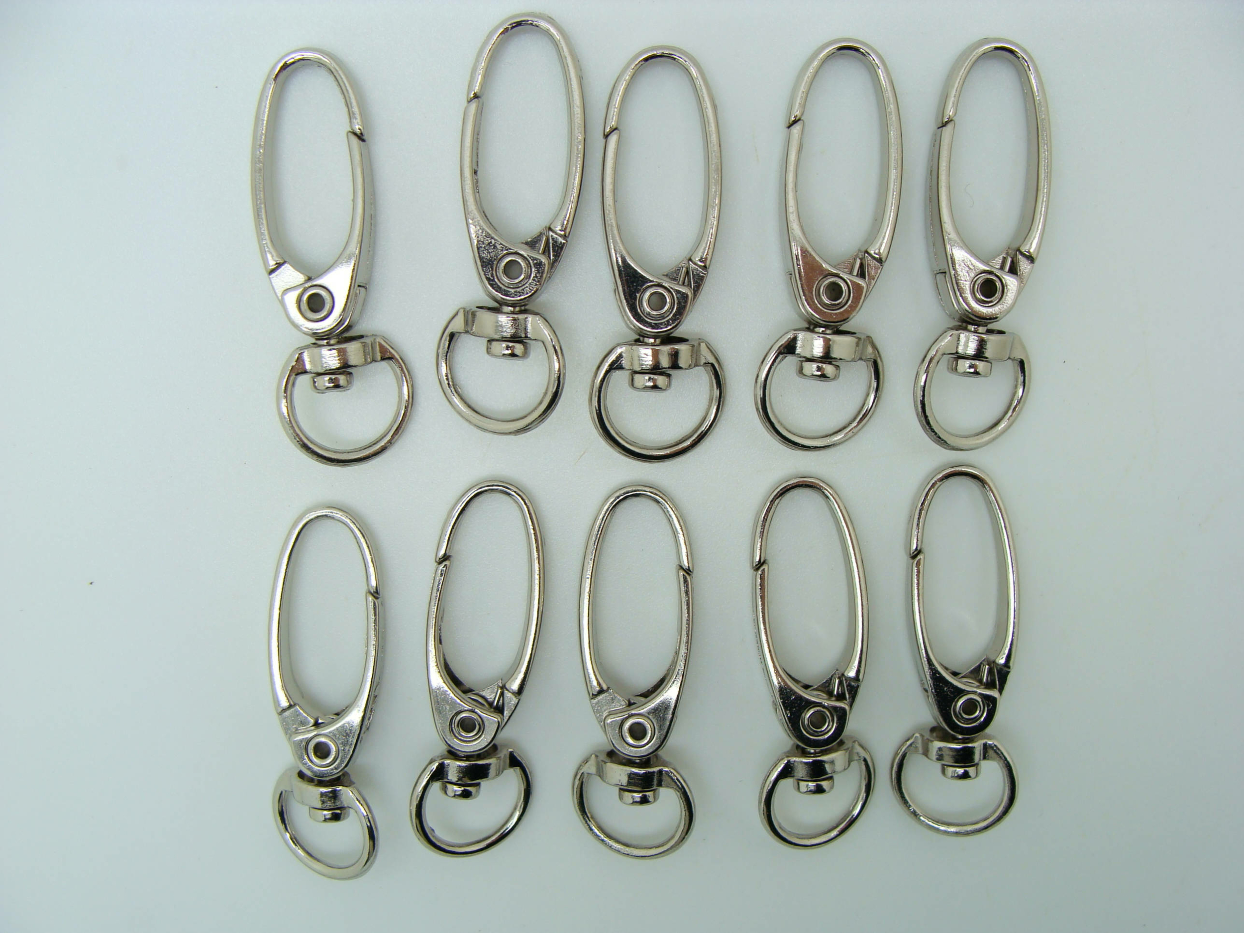 fermoirs mousquetons 37mm argente par 10