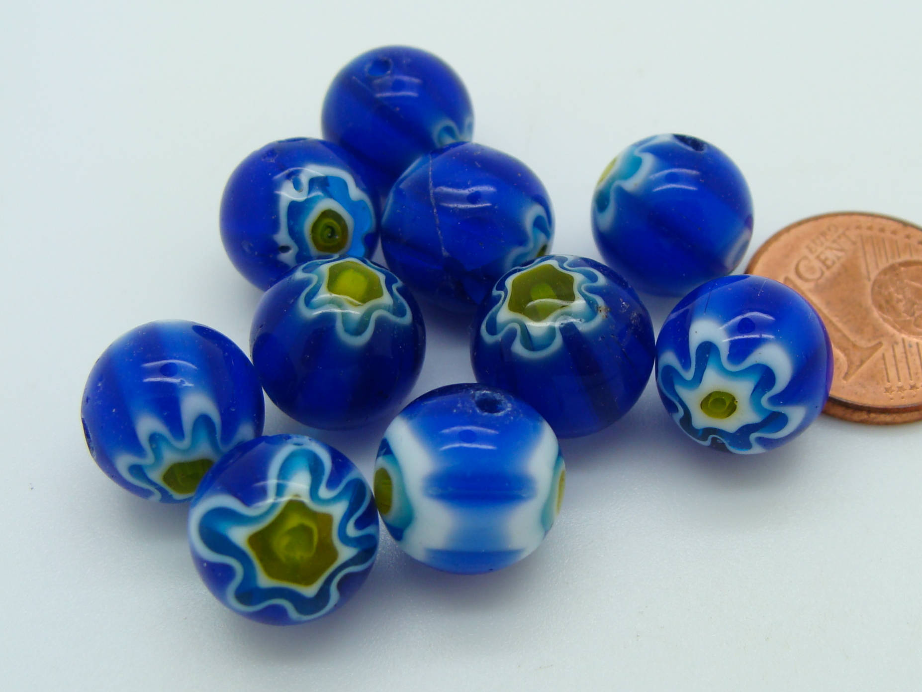 perles verre millefiori 10mm marine Mille-R10-bleu-fonce