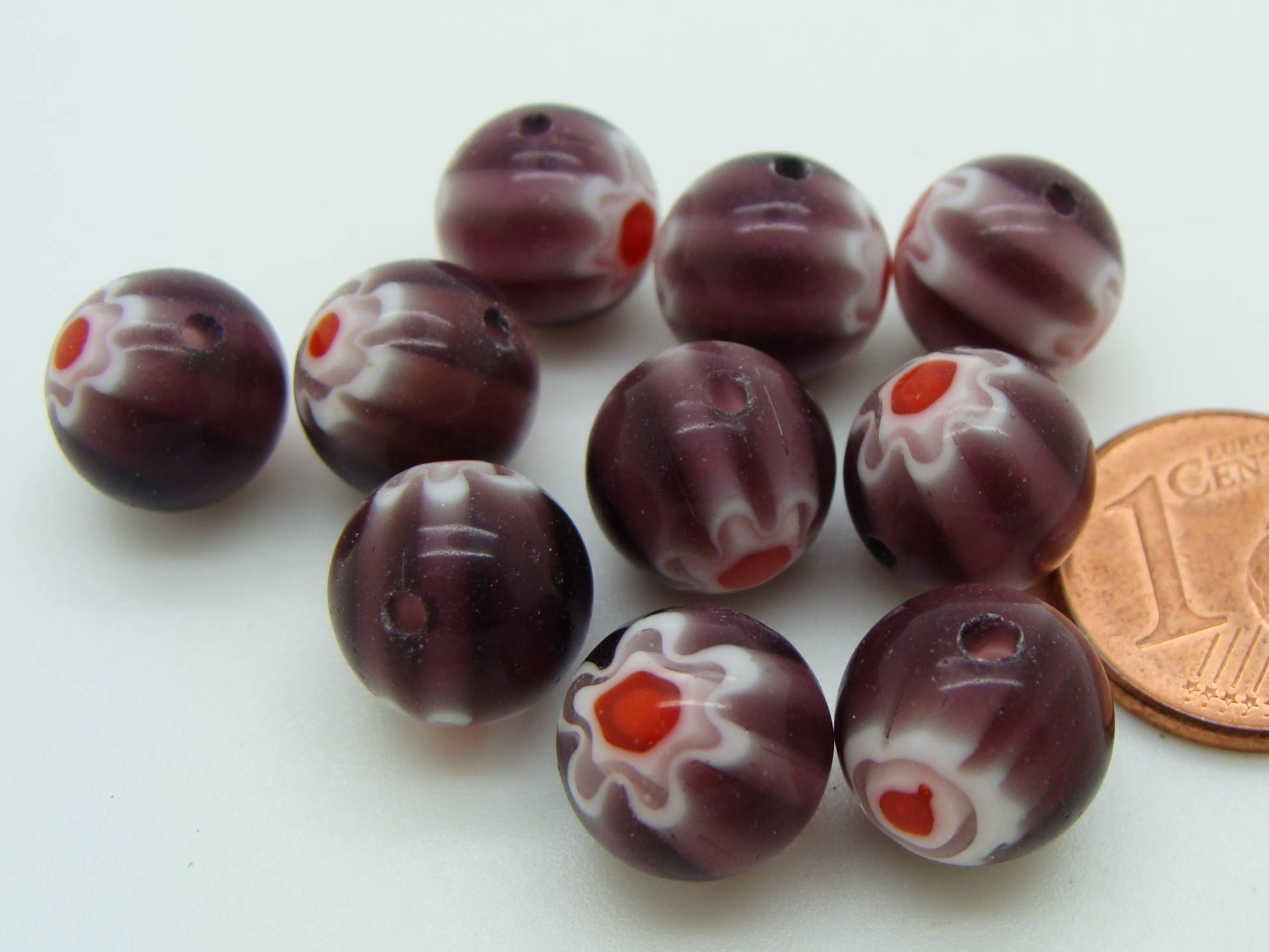 Mille-R10-violet perle millefiori rondes