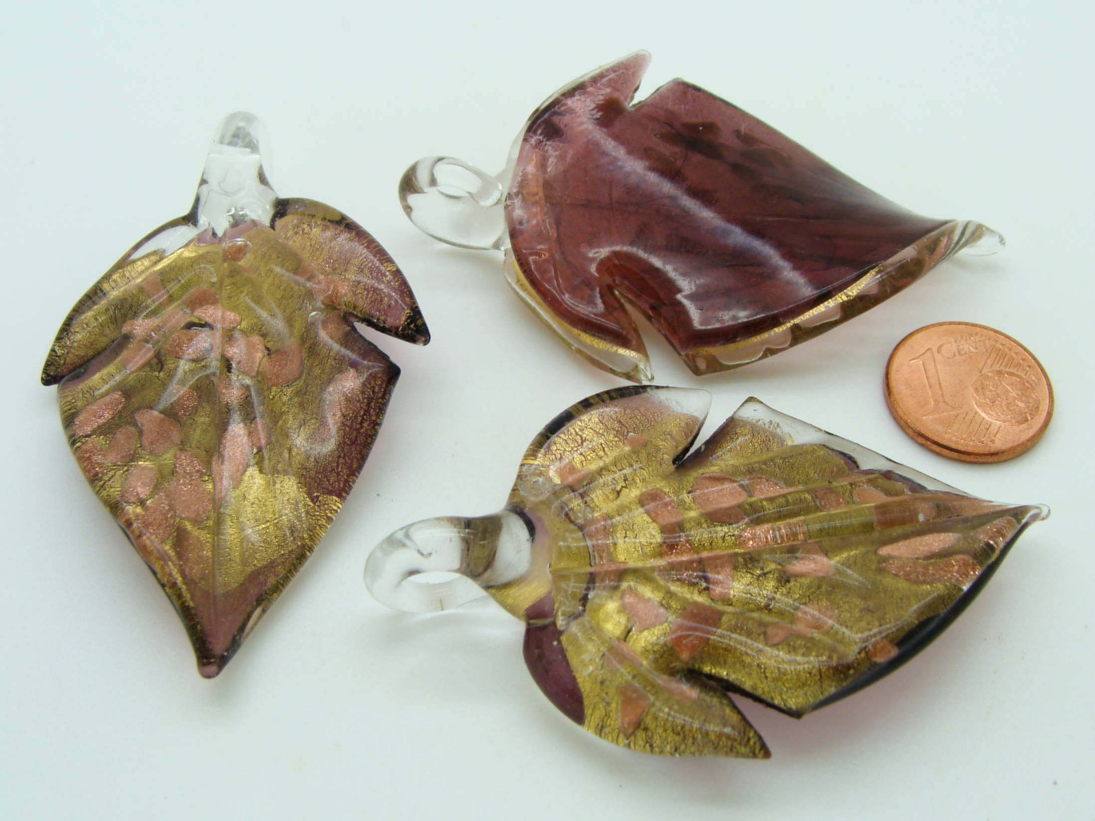 pendentif feuille violet verre Pend-402-5
