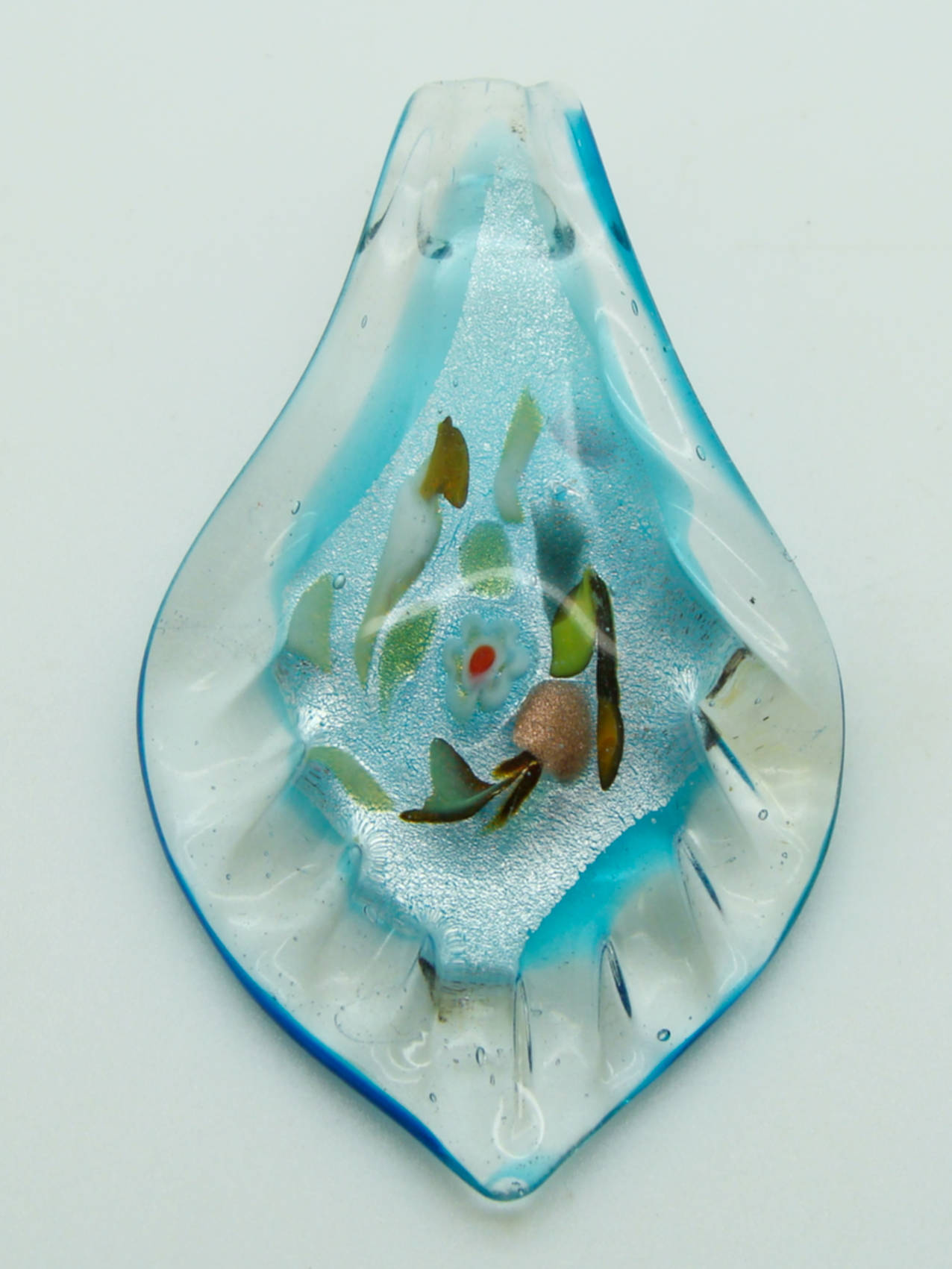 pendentif feuille bleu dore Pend-403-1