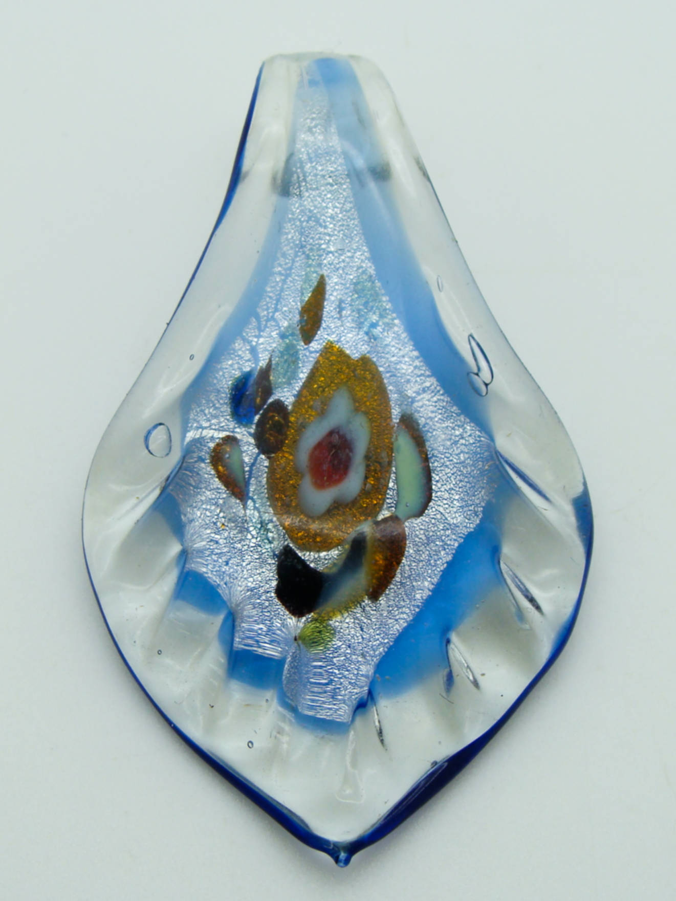 pendentif feuille bleu fonce transparent Pend-403-2