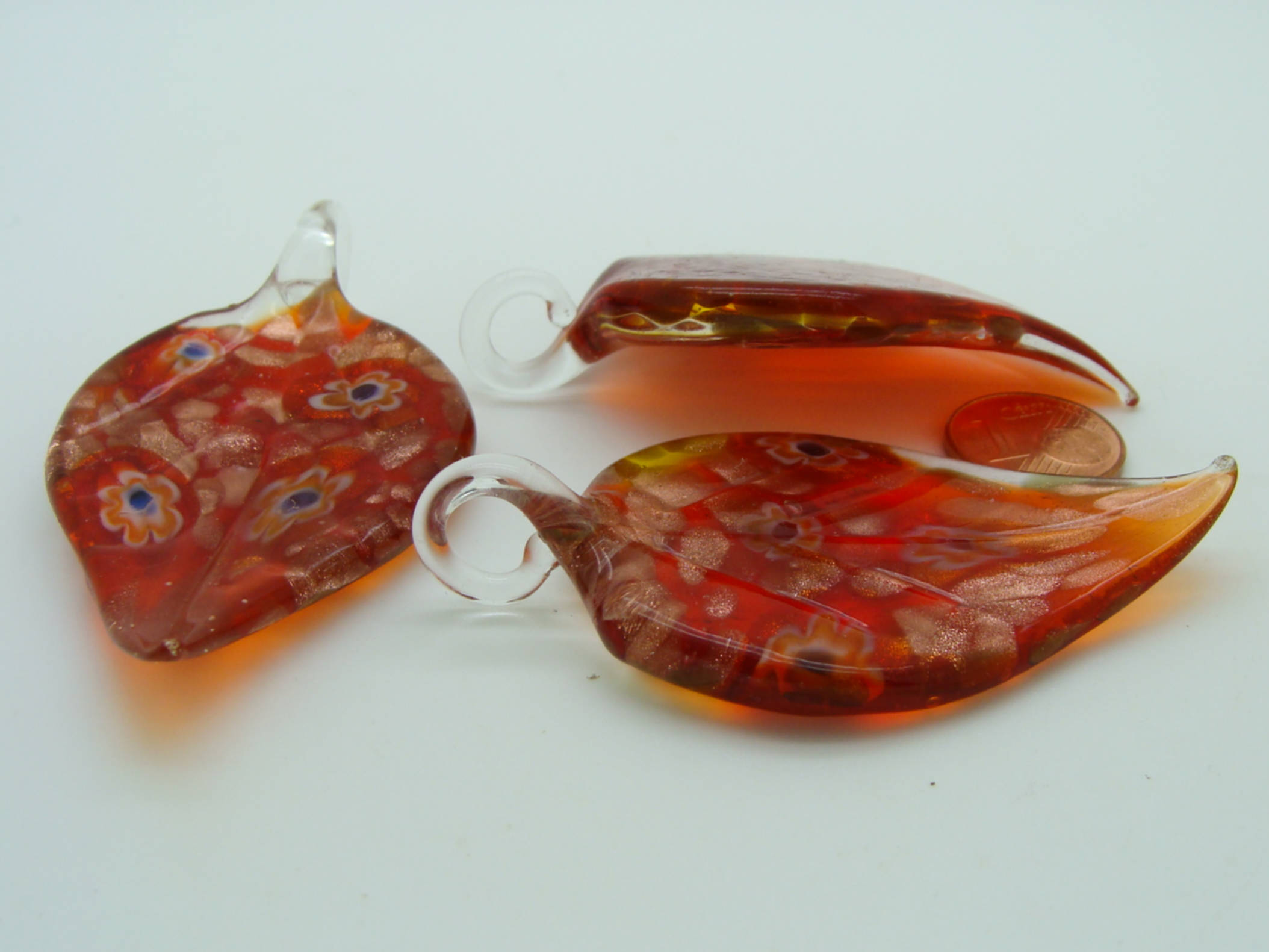 pendentif rouge verre lampwork Pend-404-3