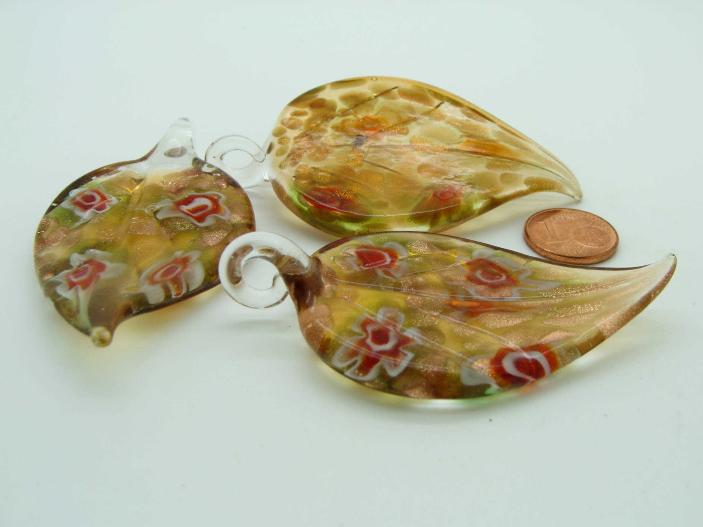 pendentif vert verre lampwork Pend-404-4
