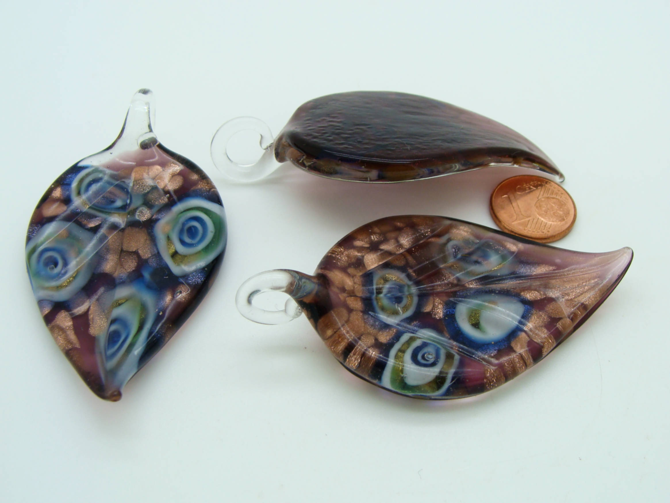 pendentif violet verre Pend-404-5