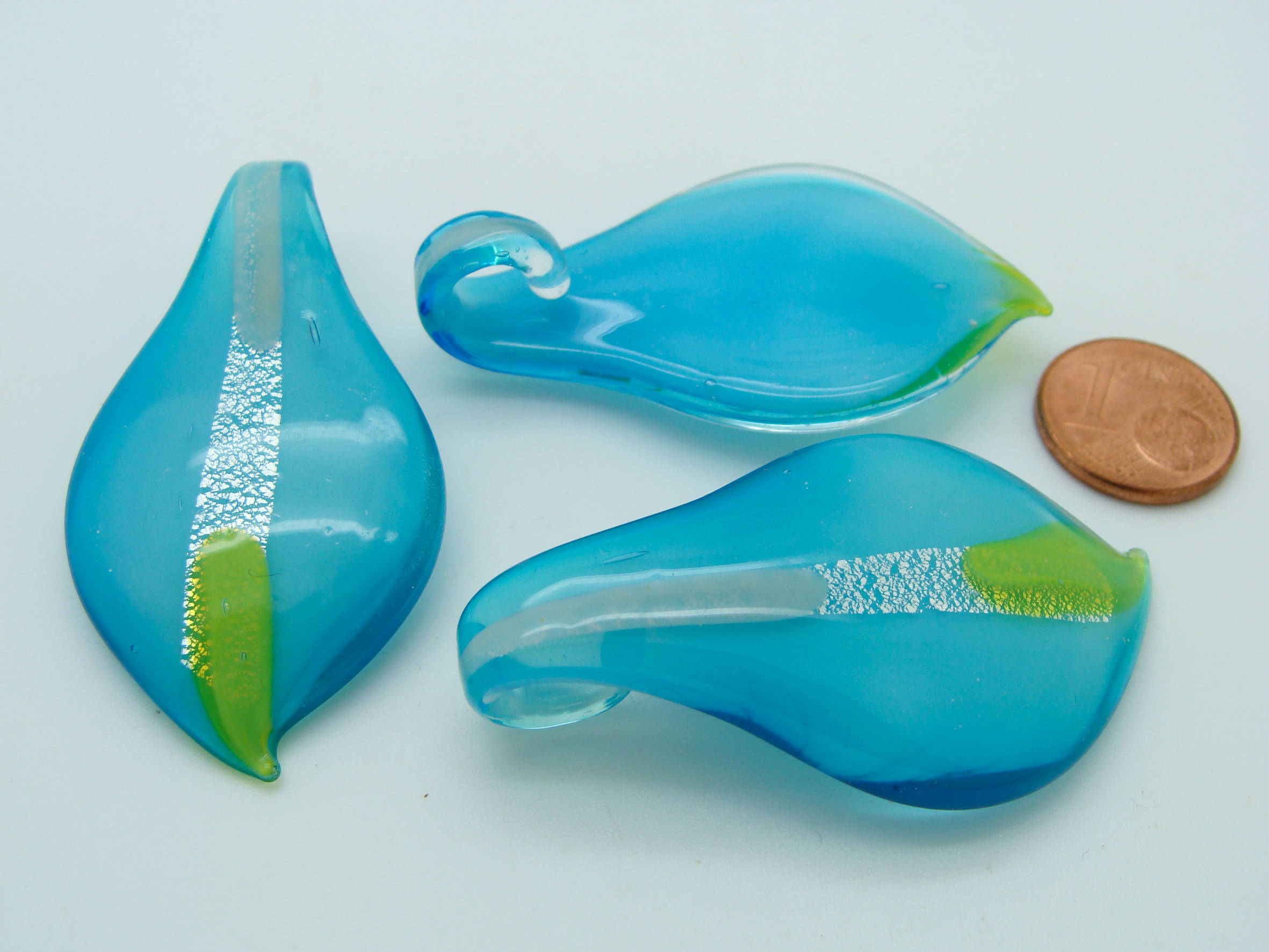 pendentif goutte bleu verre Pend-405-1