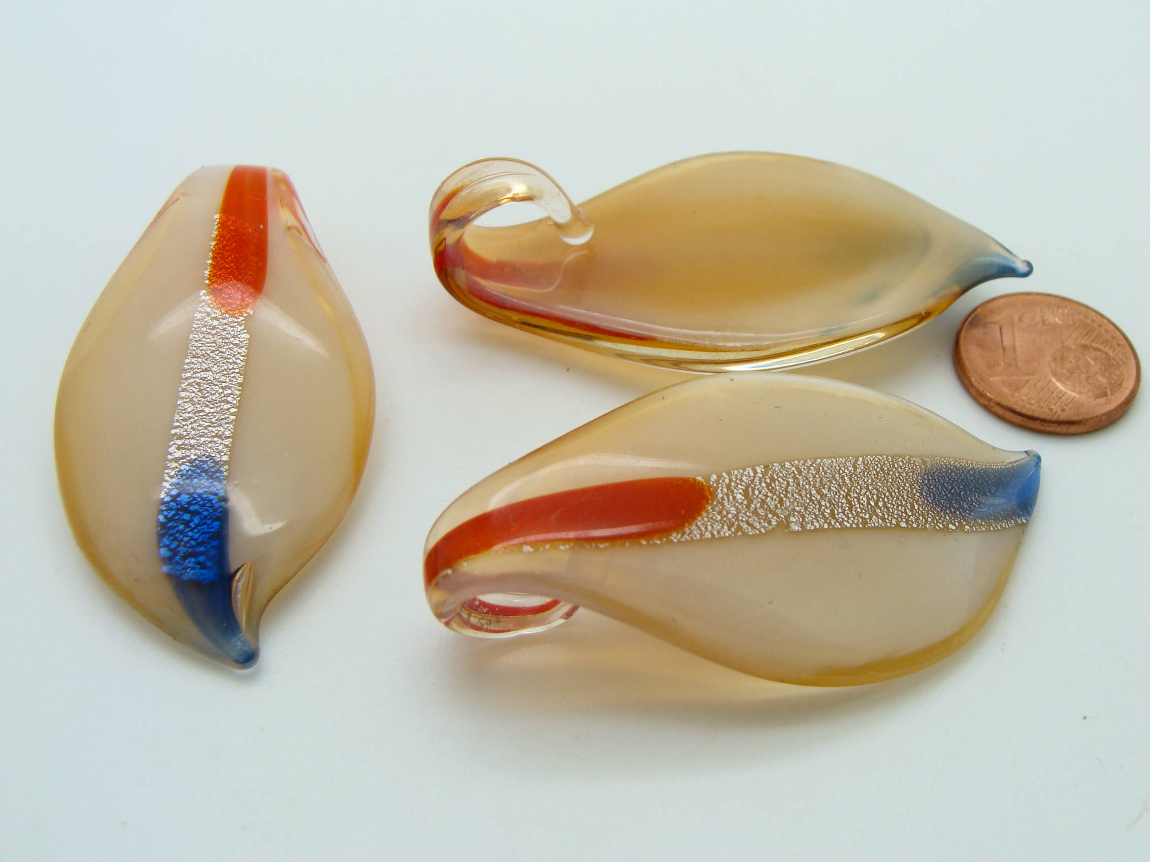pendentif goutte orange verre Pend-405-3