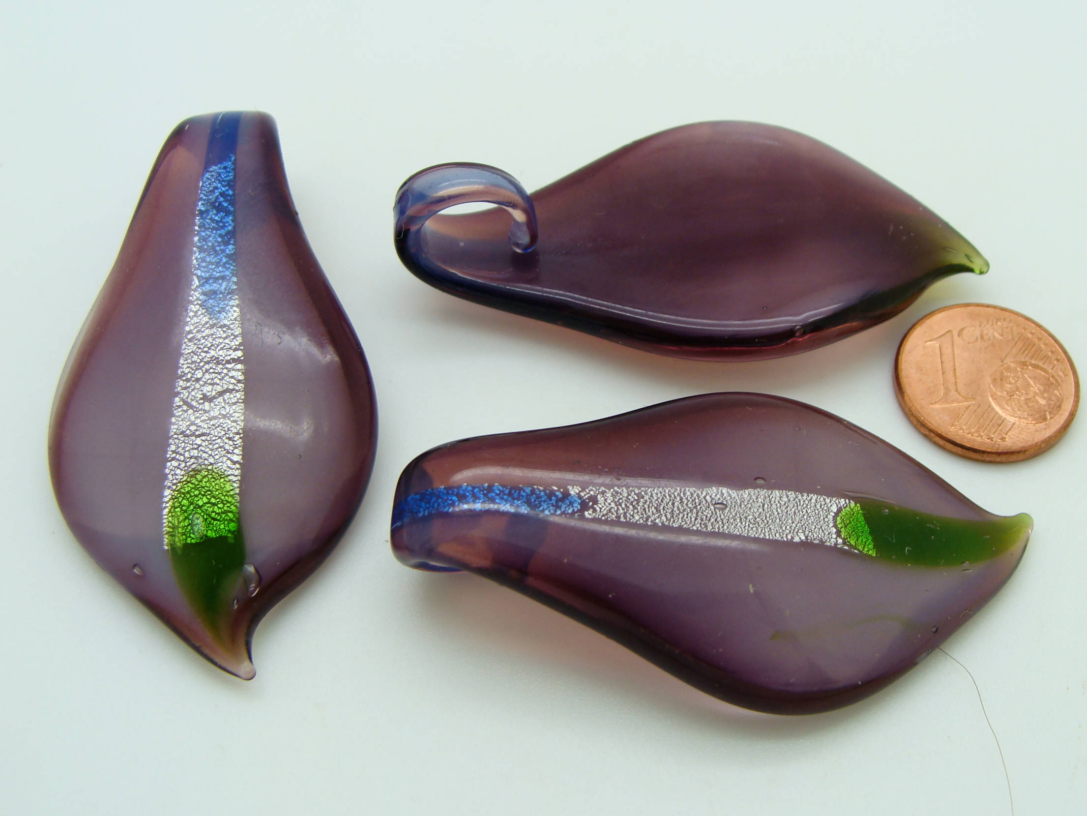 pendentif goutte violet verre Pend-405-4