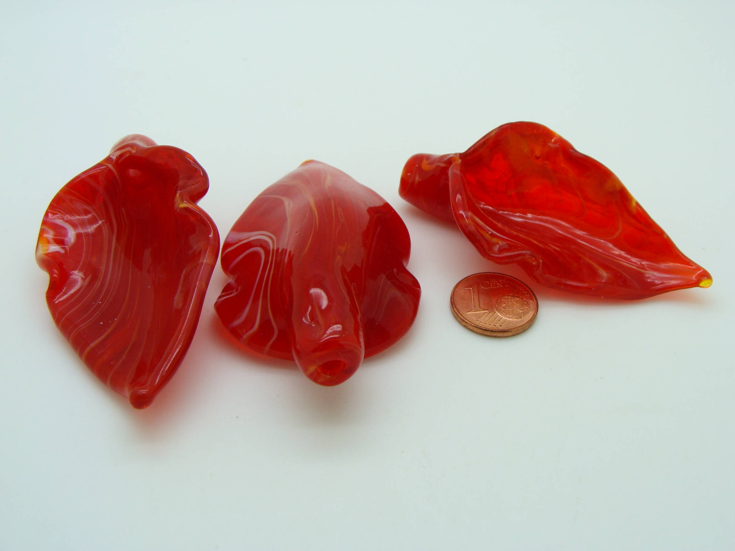pendentif goutte blanc rouge verre Pend-406-3