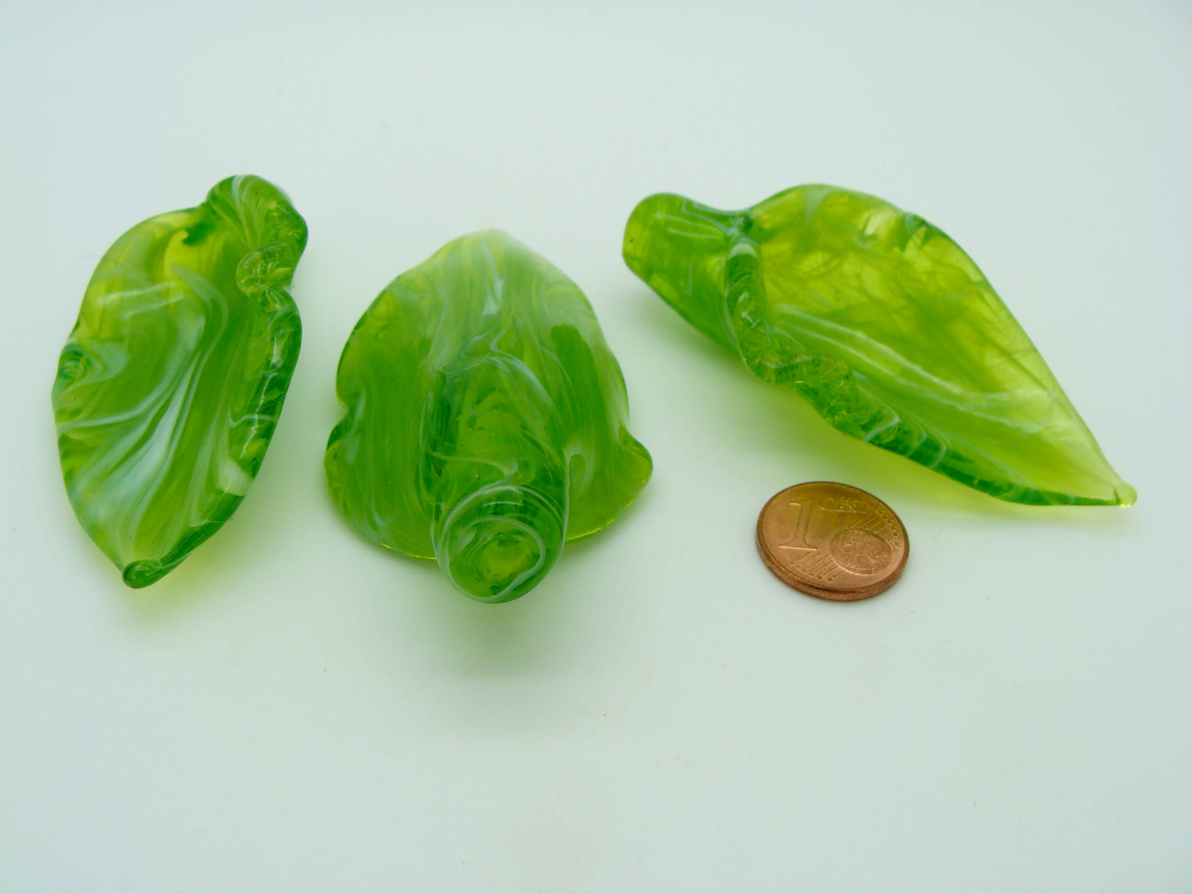 pendentif goutte blanc vert verre Pend-406-4