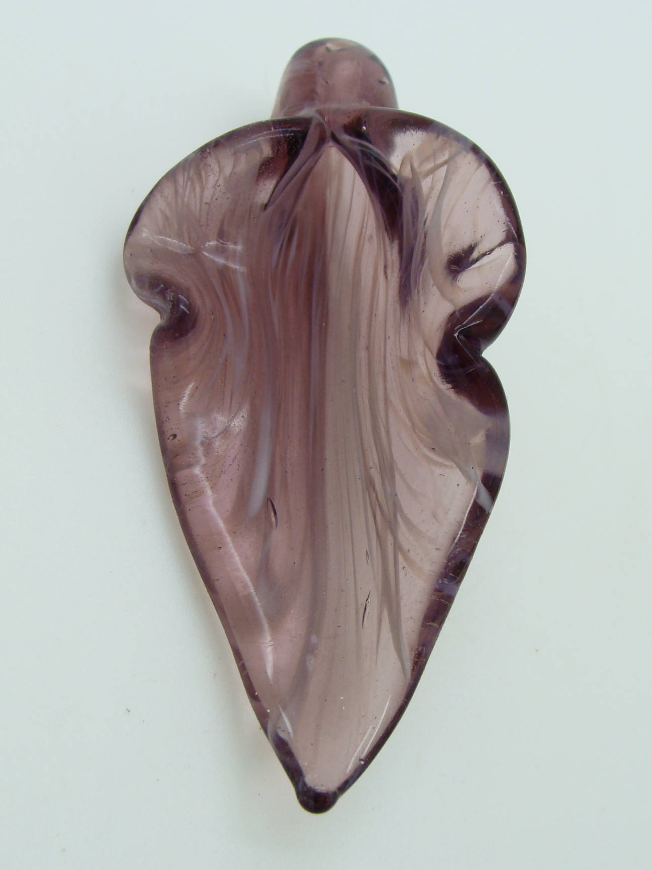 pendentif goutte blanc violet verre lampwork tige Pend-406-5