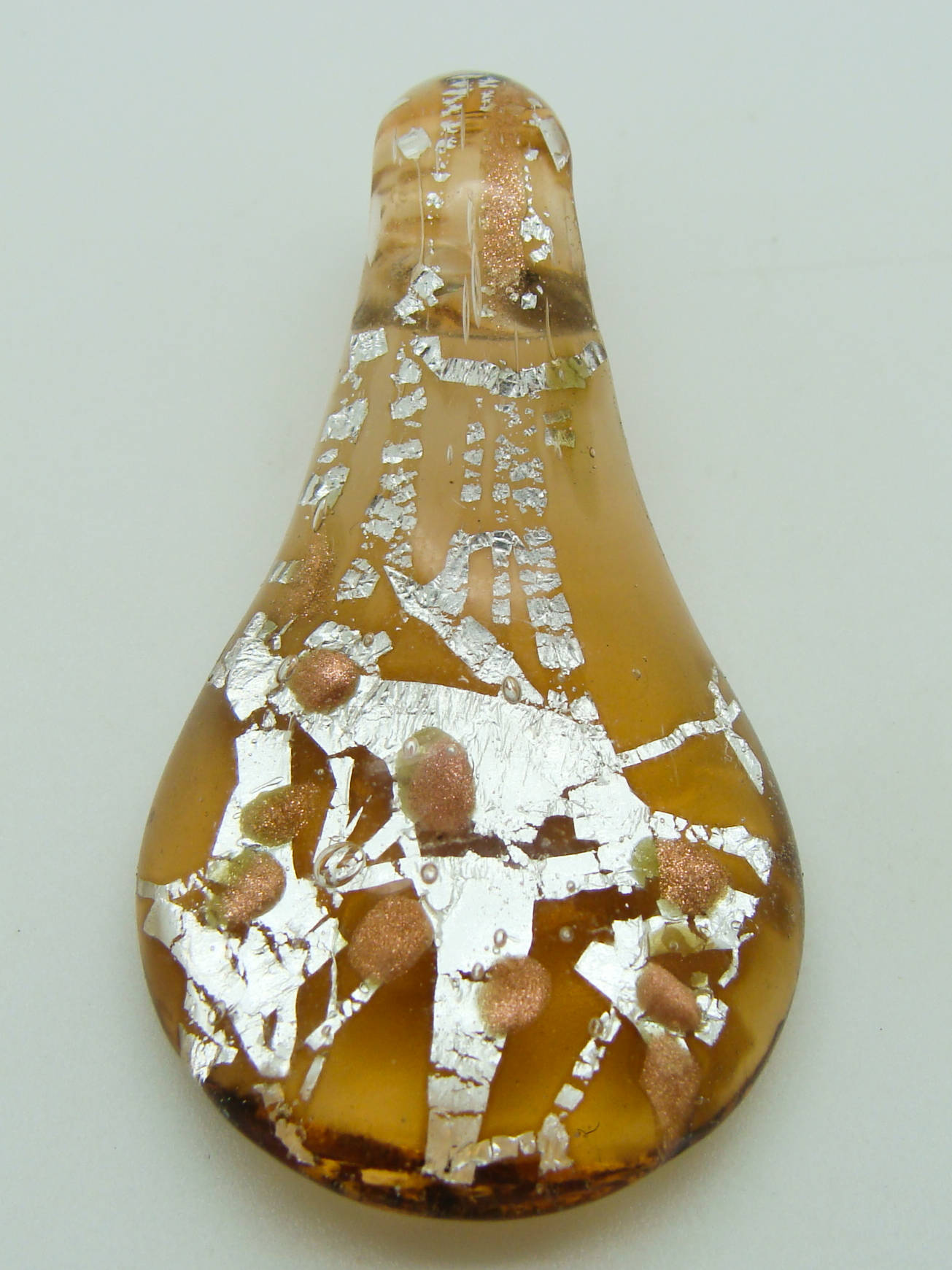 Pend-407-1 pendentif goutte ruban argent marron dore