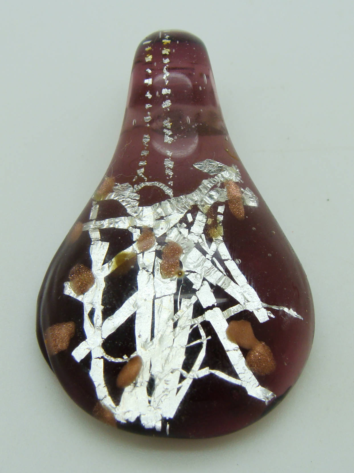 pendentif goutte ruban argent violet dore Pend-407-3