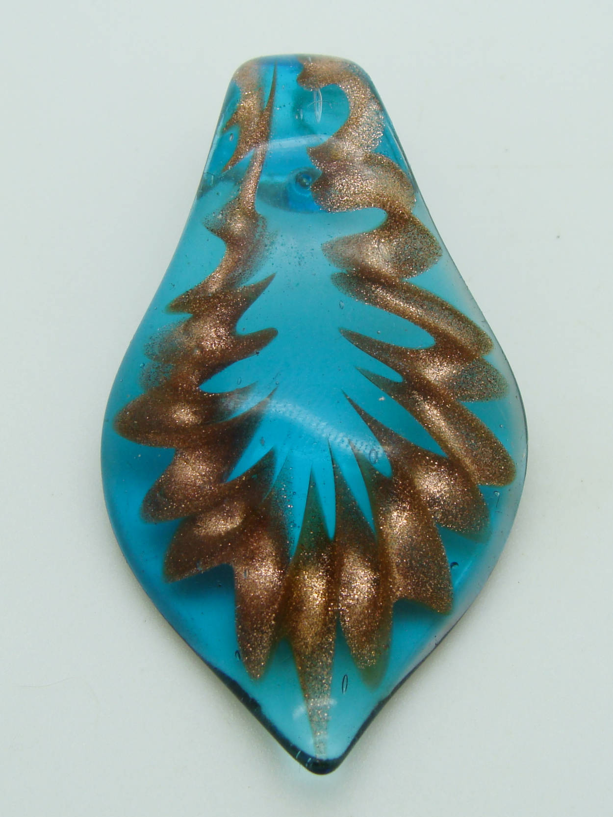 pendentif bordure dore bleu feuille Pend-408-1