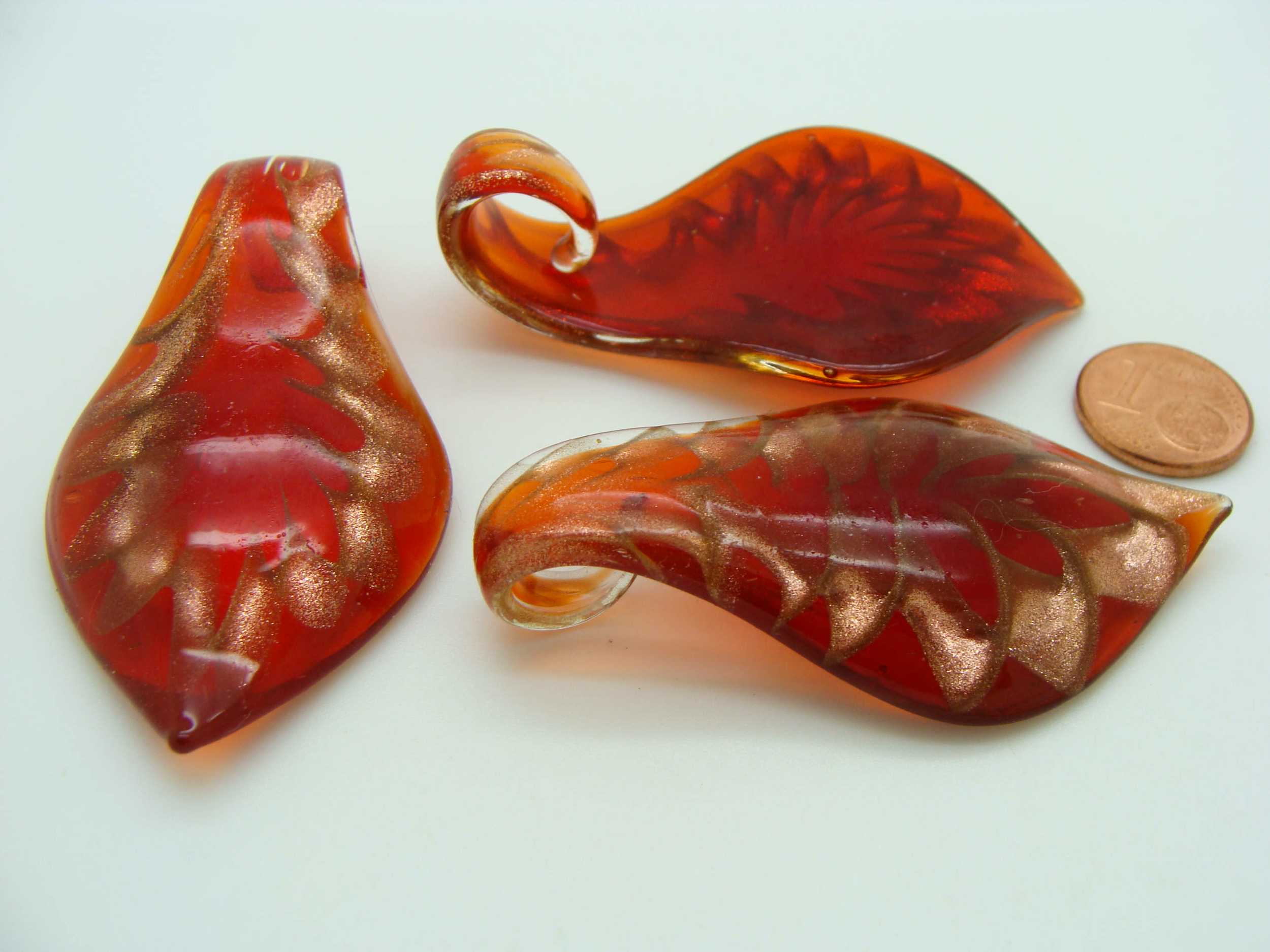 pendentif bordure dore rouge verre Pend-408-3