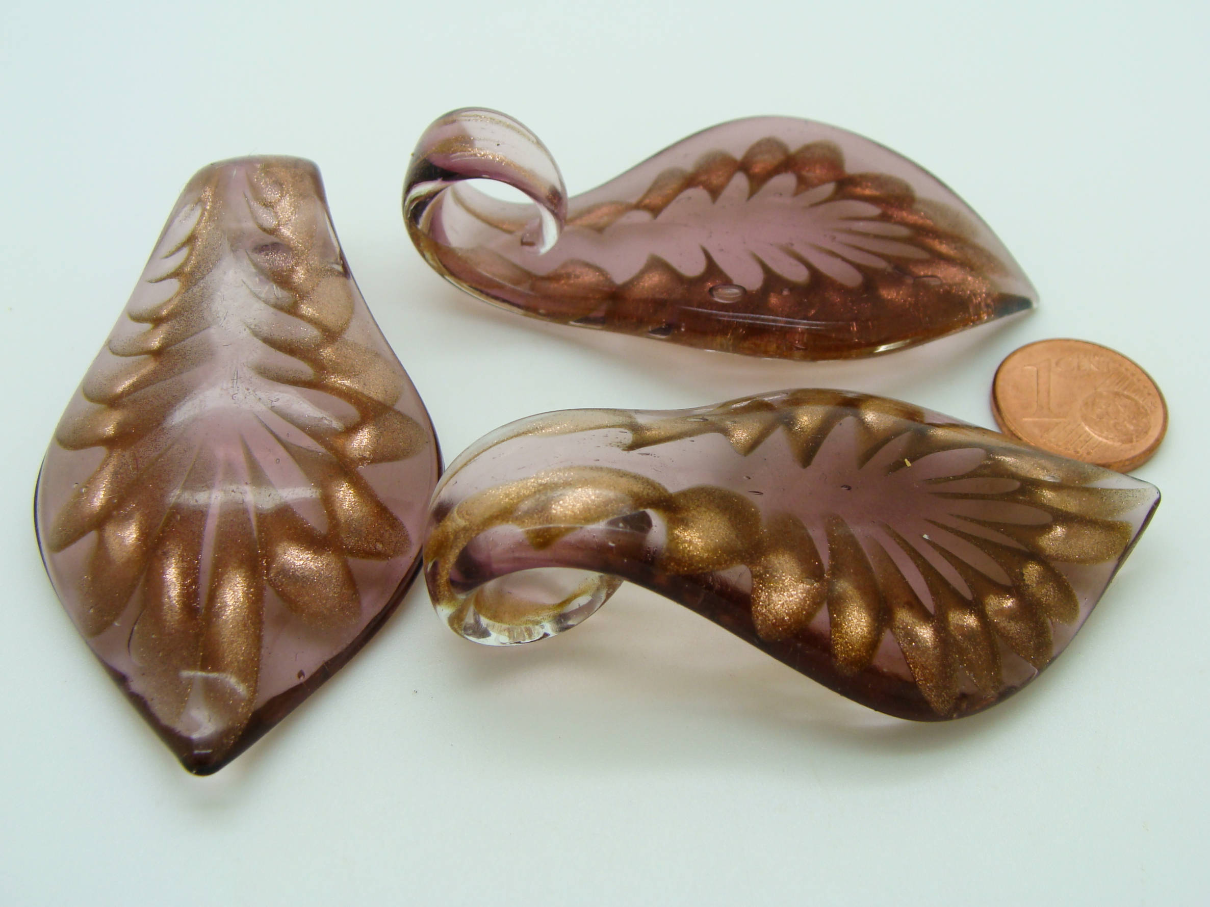 pendentif bordure dore violet lampwork Pend-408-4