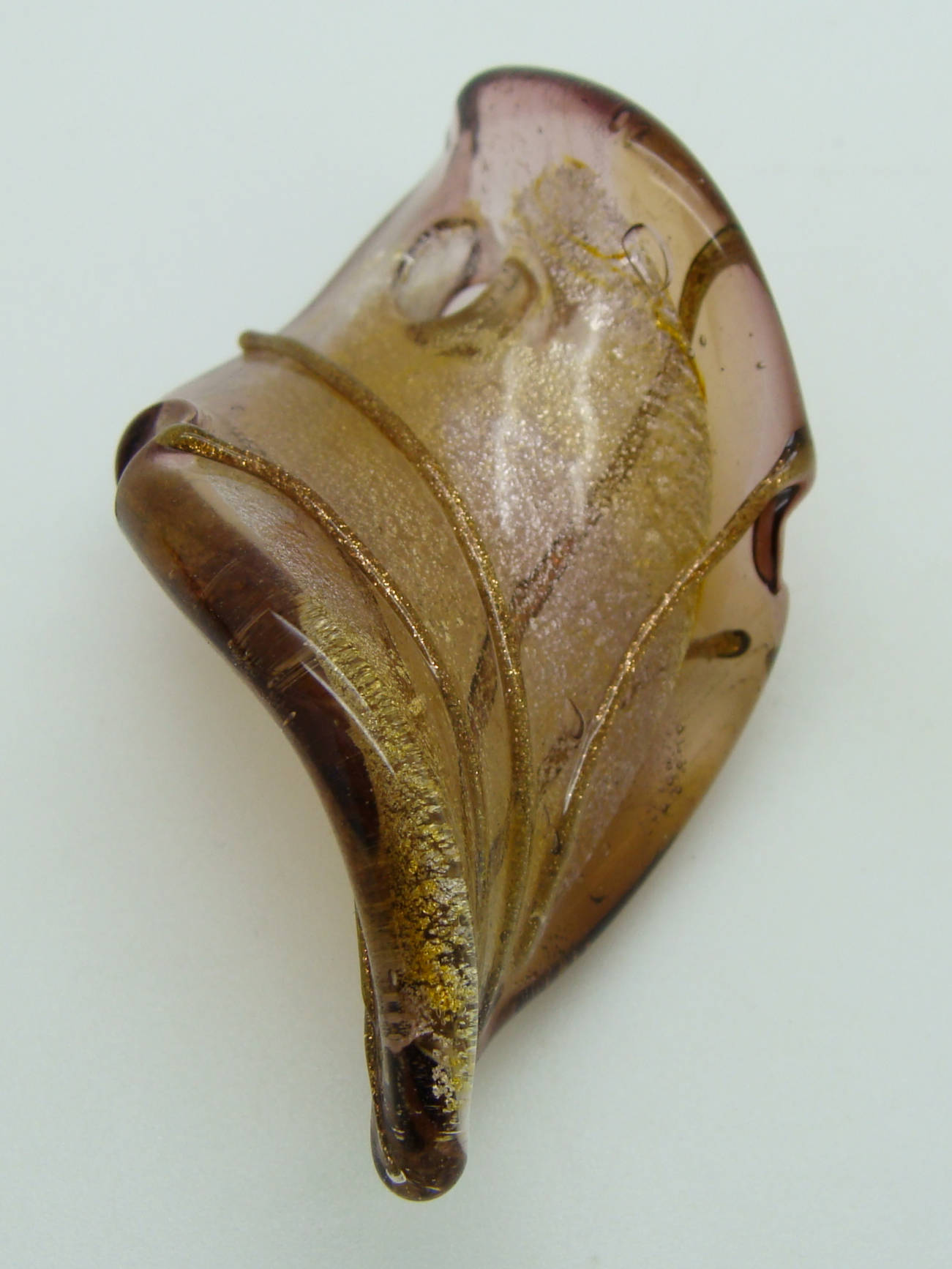 Pend-409-3 pendentif pistil dore violet lampwork