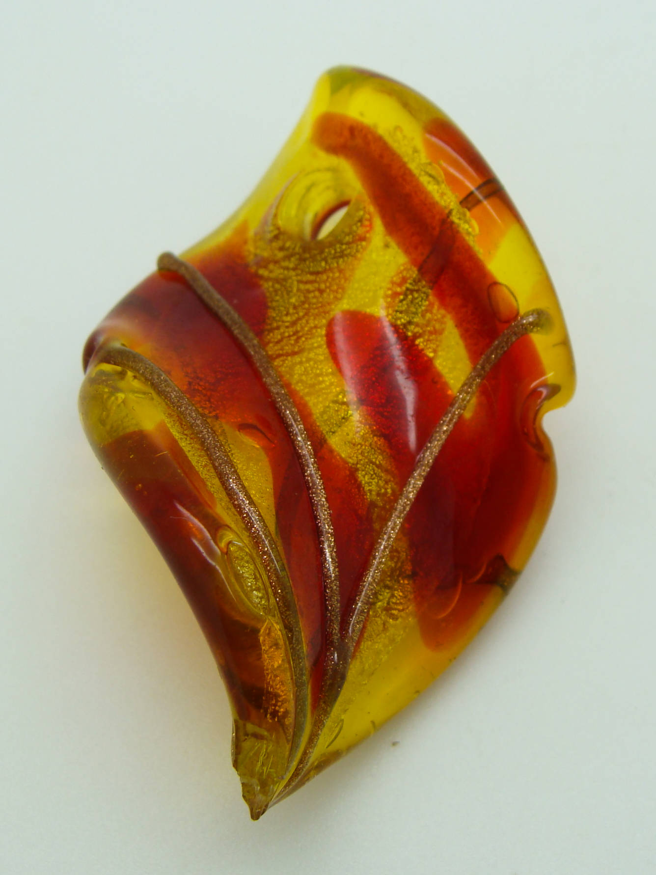 pendentif pistil dore jaune lampwork Pend-409-4
