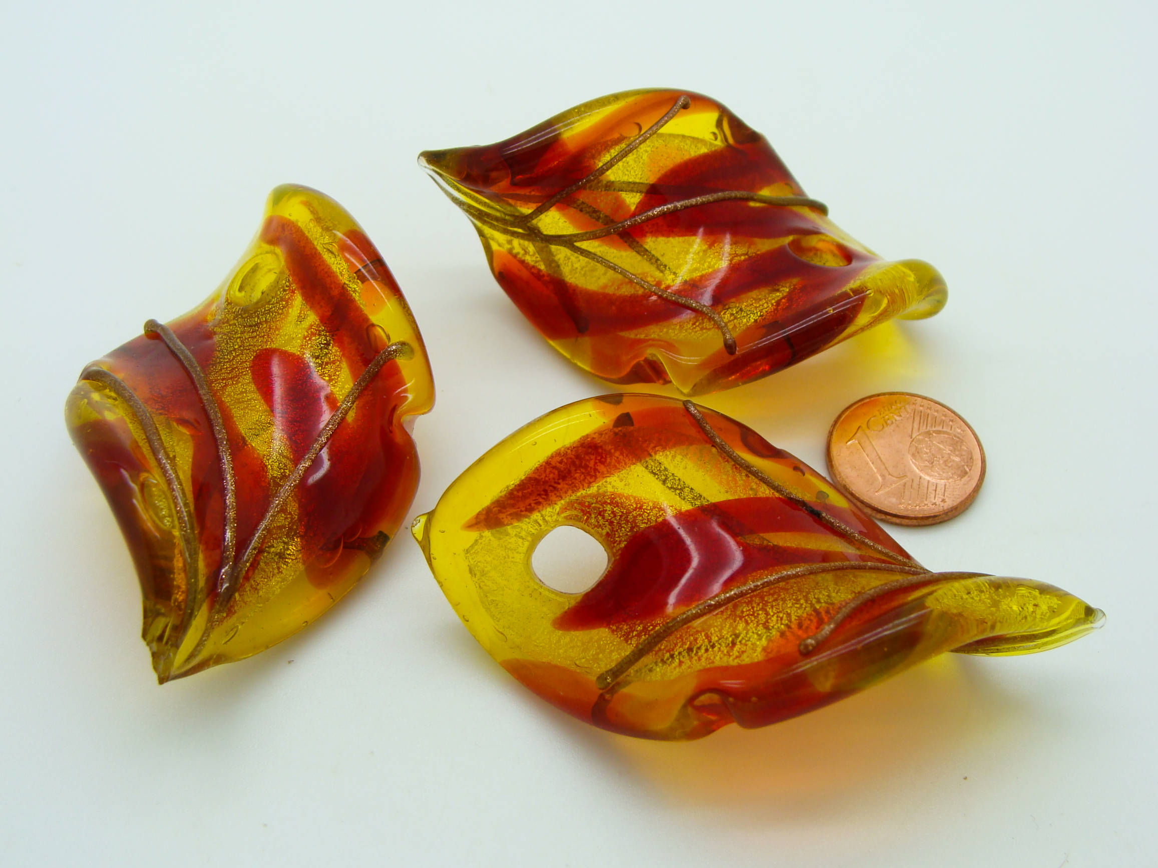 pendentif pistil dore jaune verre Pend-409-4