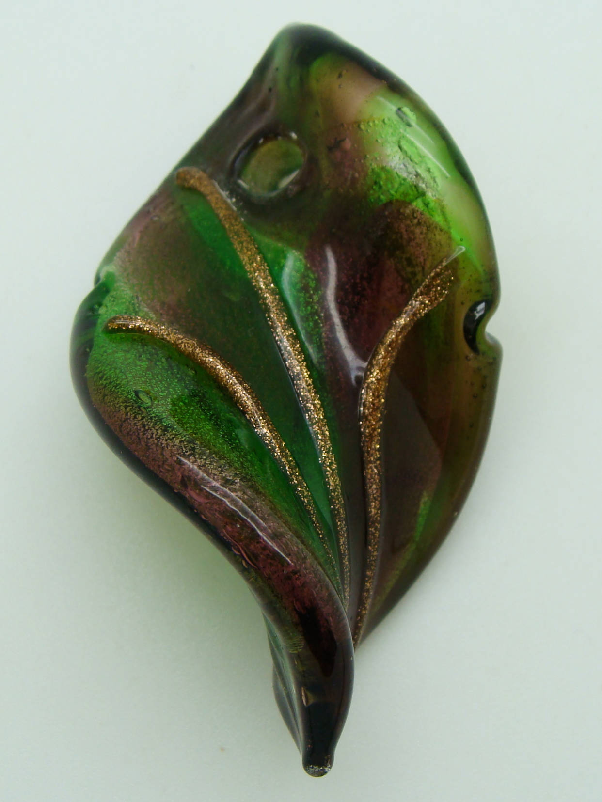pendentif pistil dore vert feuille Pend-409-6