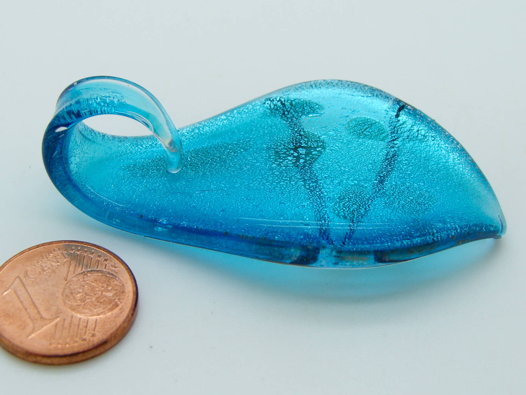 pendentif tricolore bleu verre Pend-410-2