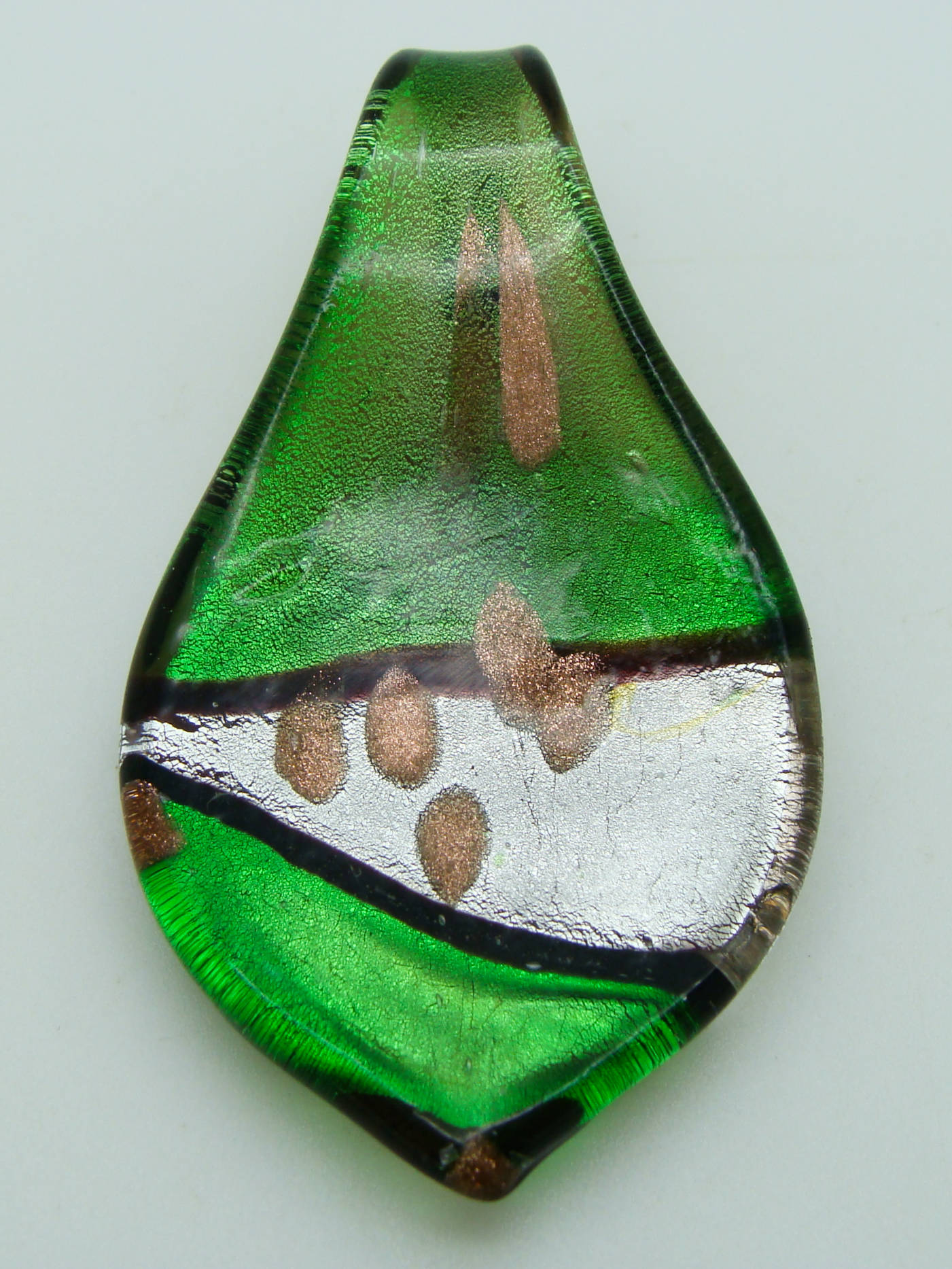pendentif tricolore vert feuille Pend-410-4