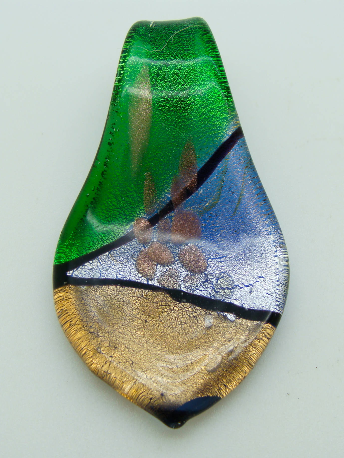 pendentif tricolore vert marron feuille Pend-410-7