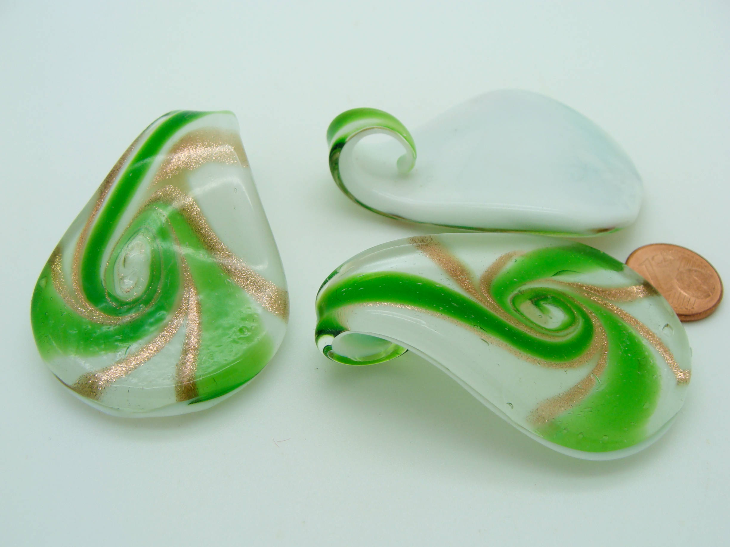 pendentif volute vert verre Pend-411-3
