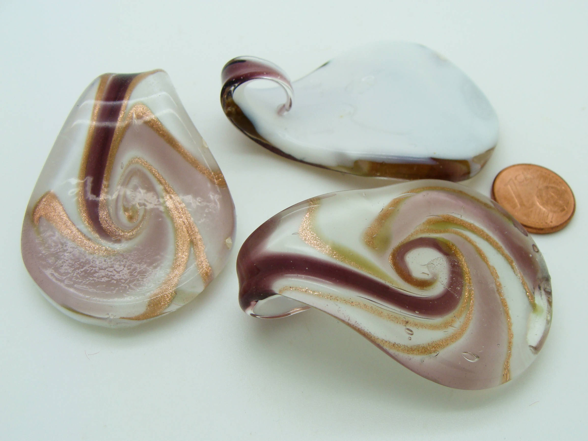 pendentif volute violet verre Pend-411-4