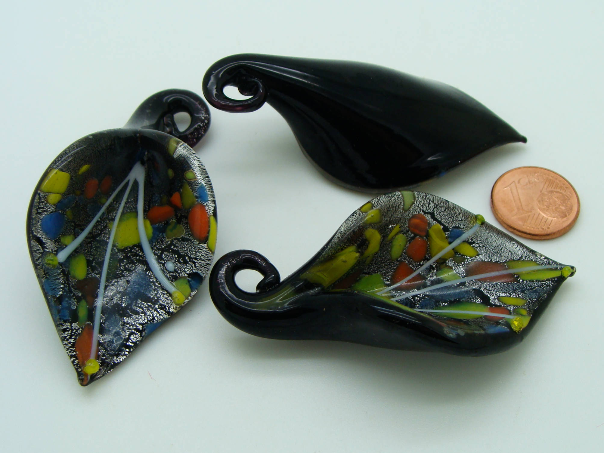 pendentif fleur 3d noir verre Pend-412-2