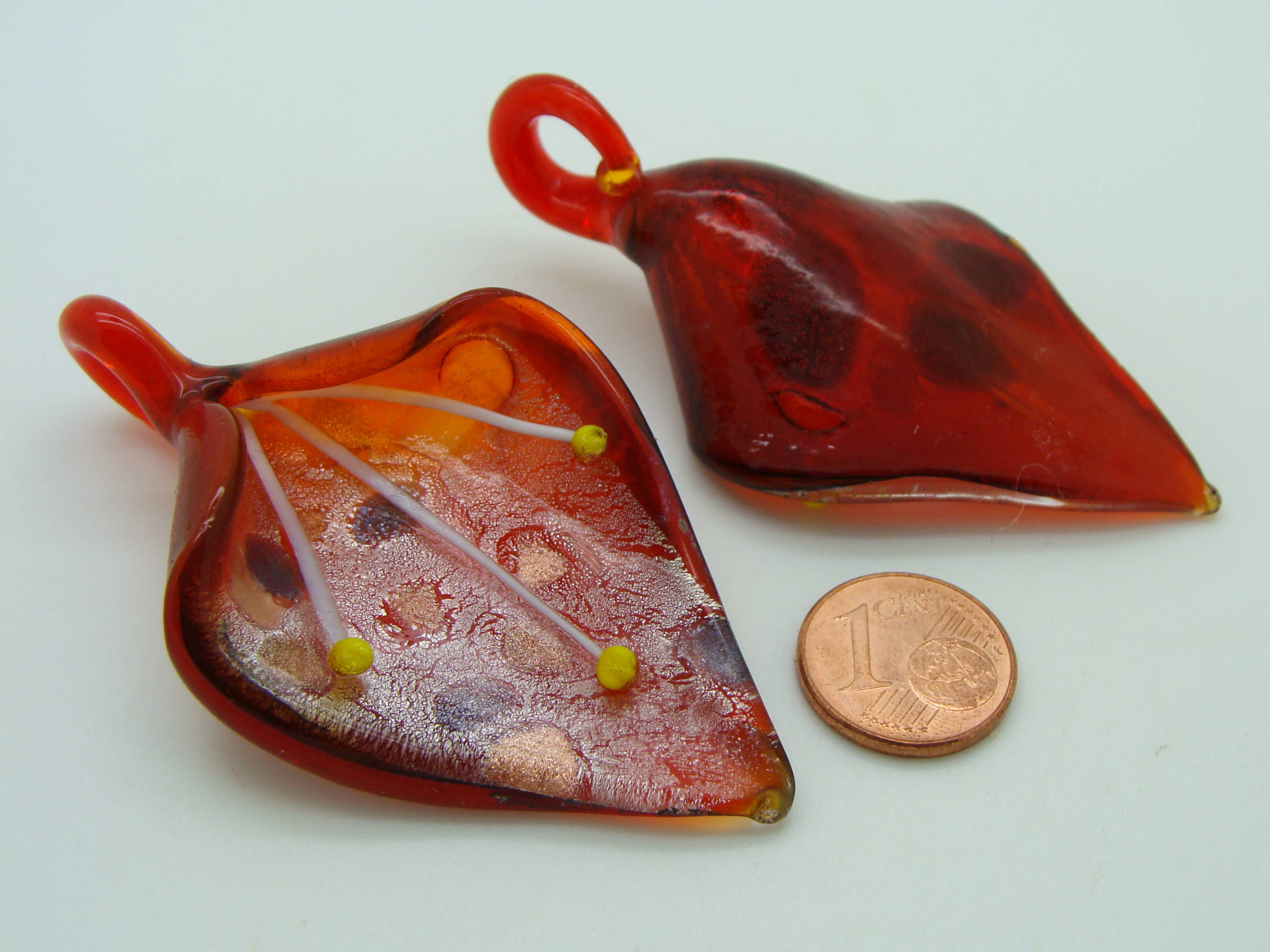 pendentif fleur 3d rouge verre Pend-413-4