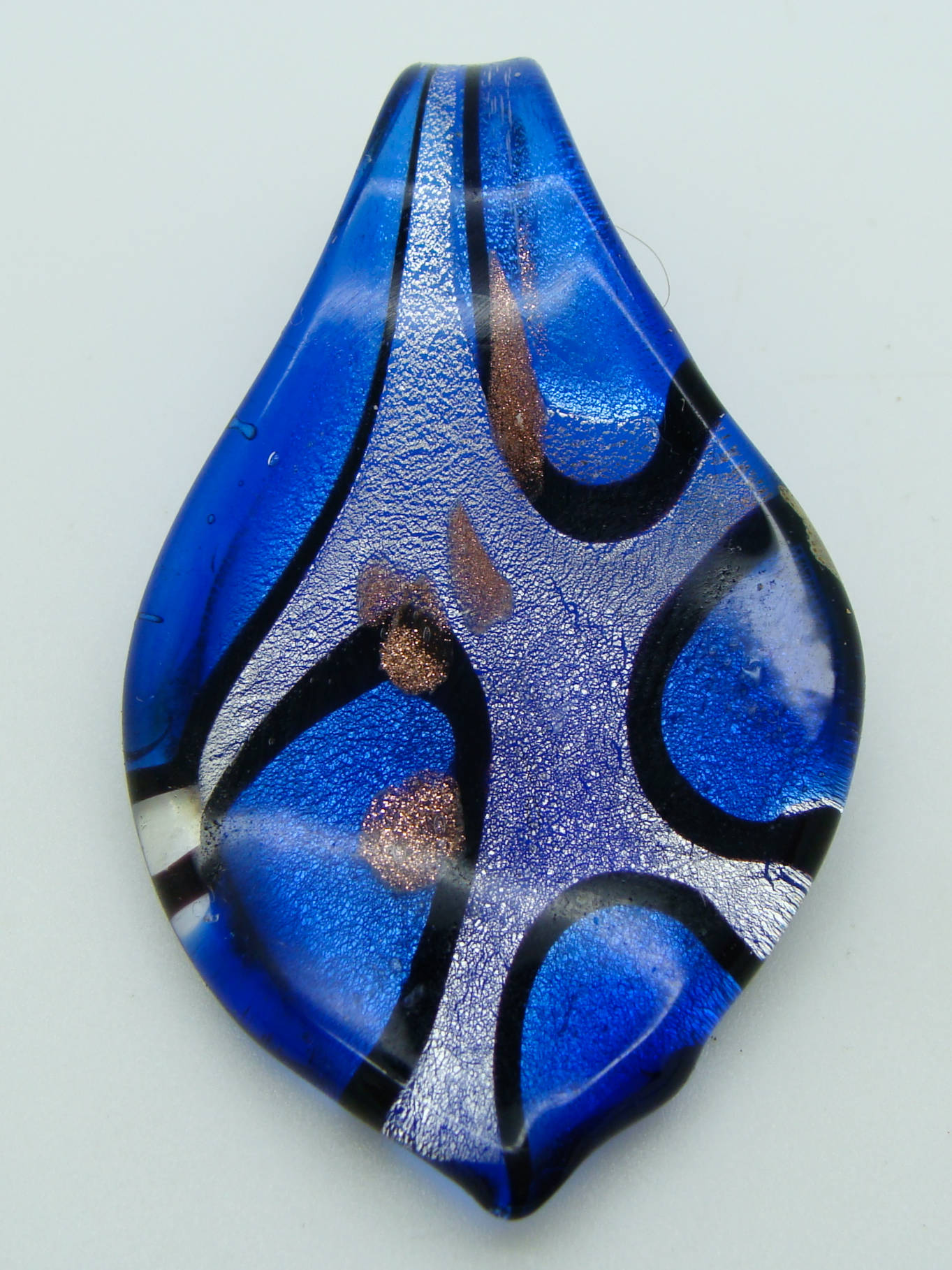 pendentif bleu argent feuille Pend-414-1