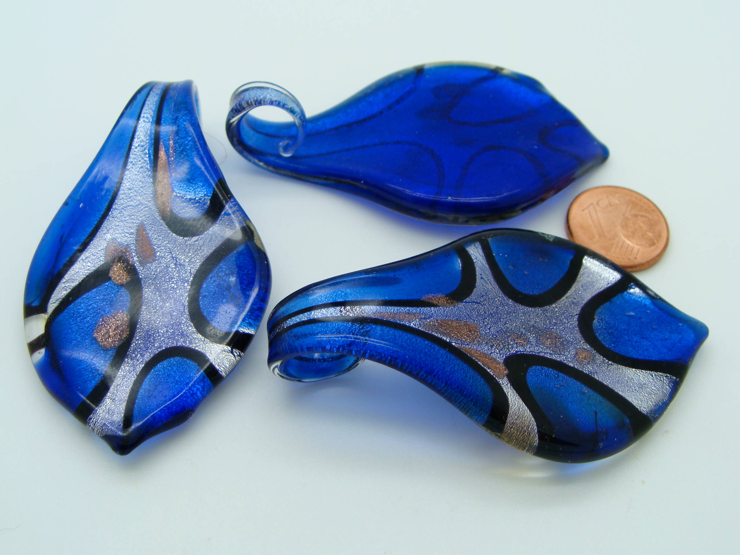 pendentif bleu argent verre Pend-414-1