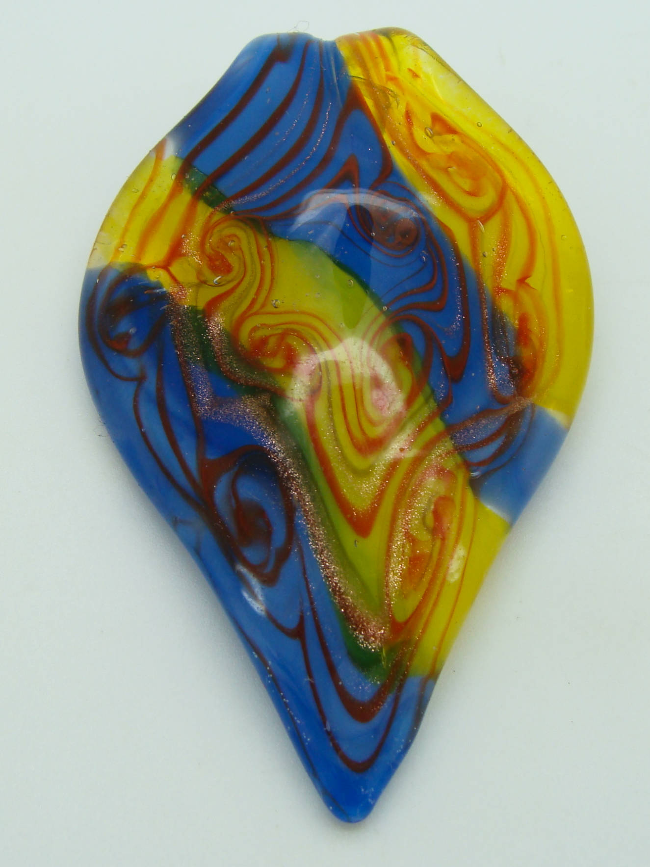pendentif bleu jaune feuille Pend-416-2