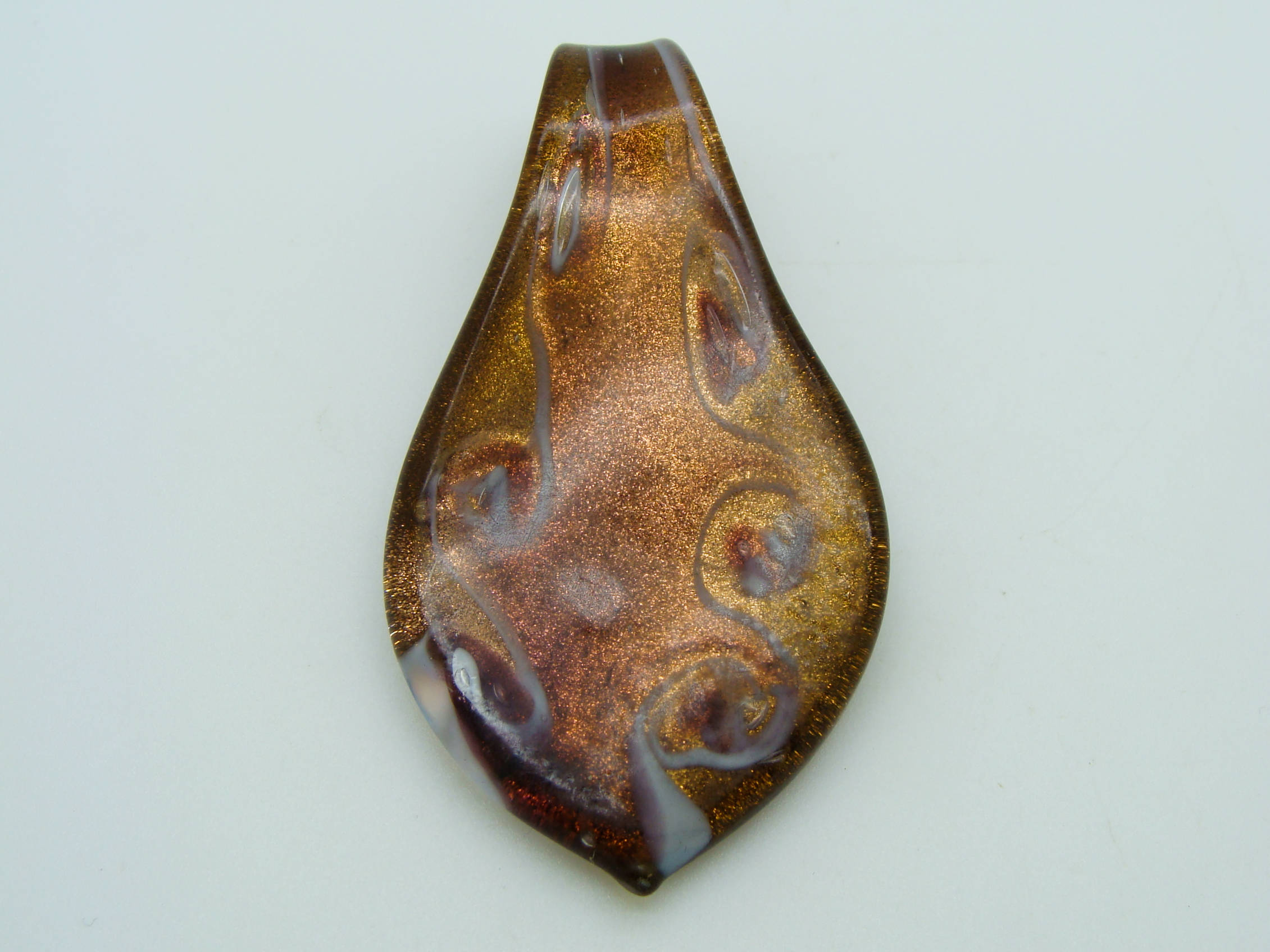 pendentif marron dore feuille Pend-417