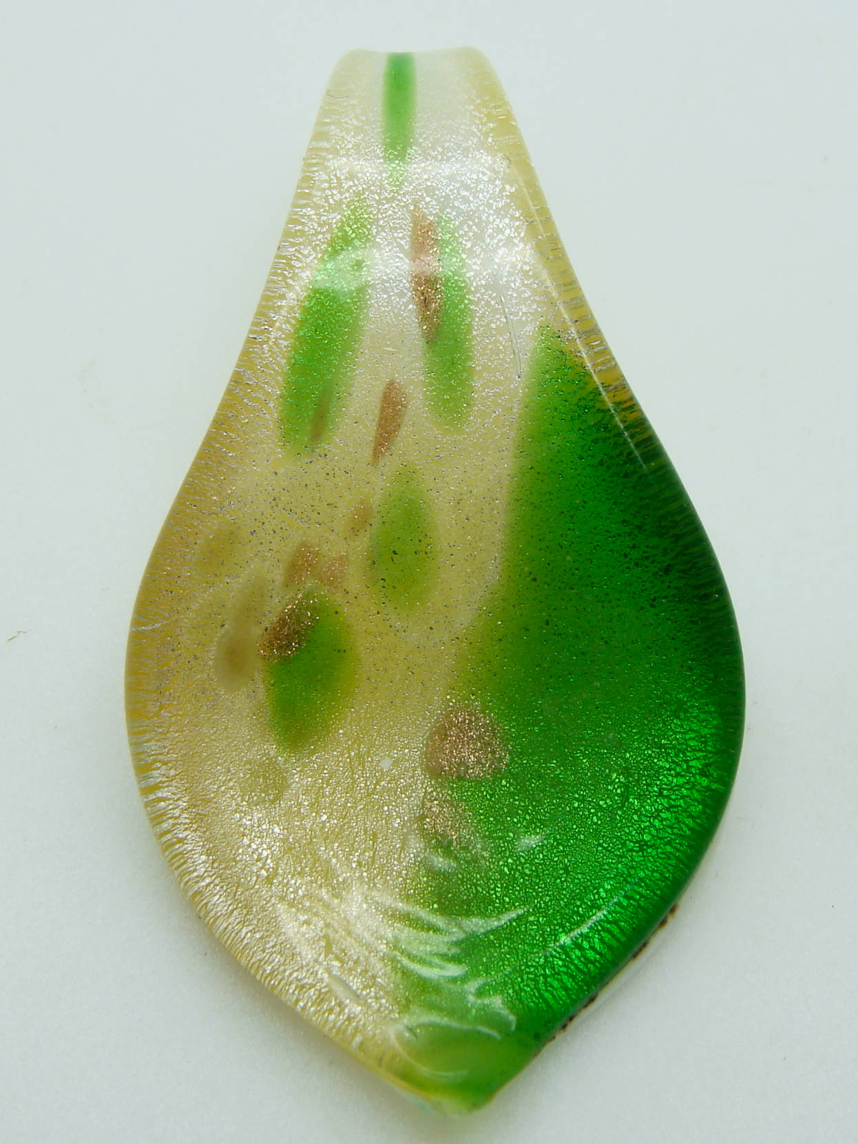 pendentif vert blanc feuille Pend-418